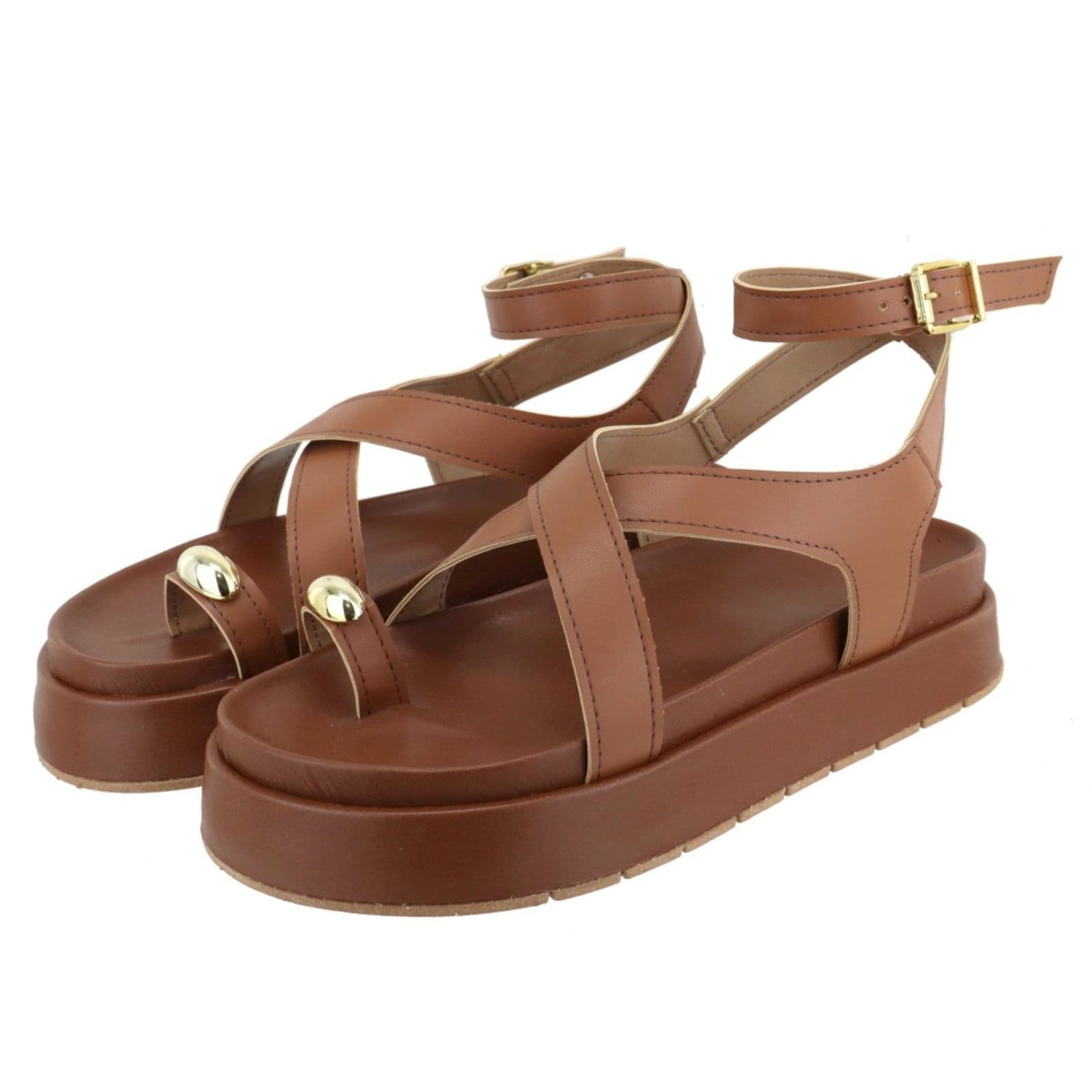 Sandália Papete Feminina em X Plataforma Sola Alta