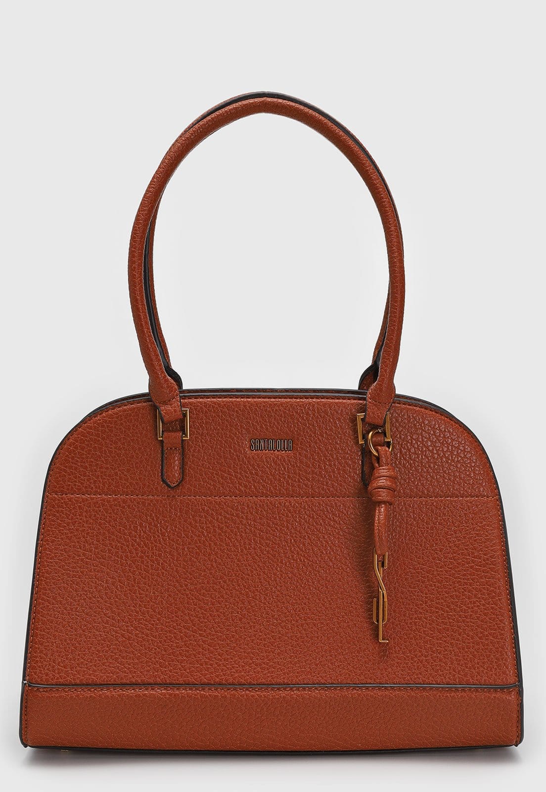 Vista principal Bolsa Feminina Santa Lolla Alça Dupla Granulada Santa Lolla marrom
