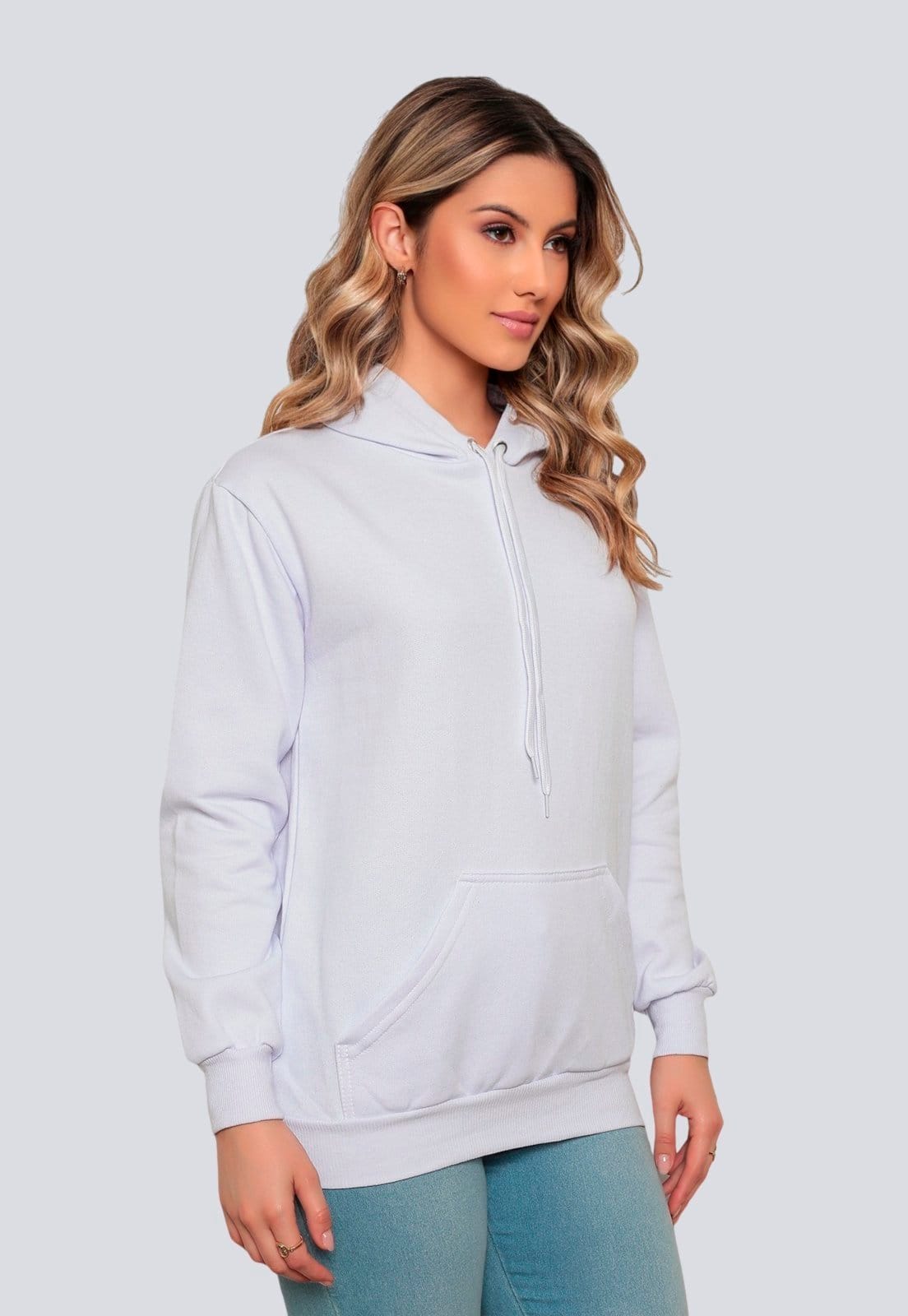 Moletom Liso Feminino Flanelado Blusa de Frio Canguru - 2