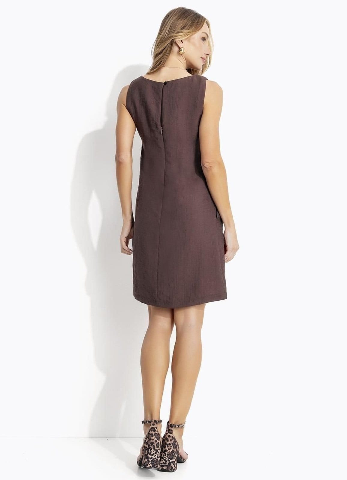 Vista 2 Vestido Em Viscose Plana Sarjada Quintess marrom
