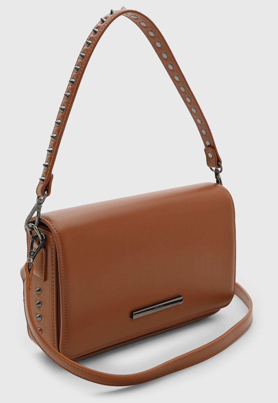 Vista 2 Bolsa Média Feminina Santa Lolla Alça com Tachas Santa Lolla caramelo