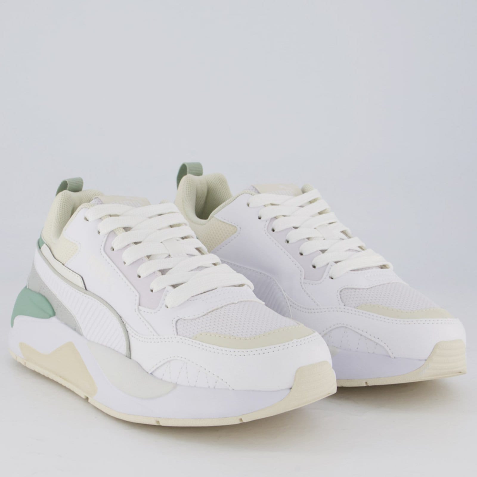 Vista 2 Tênis Puma X-Ray 2 Square Feminino Branco e Verde Puma branco verde