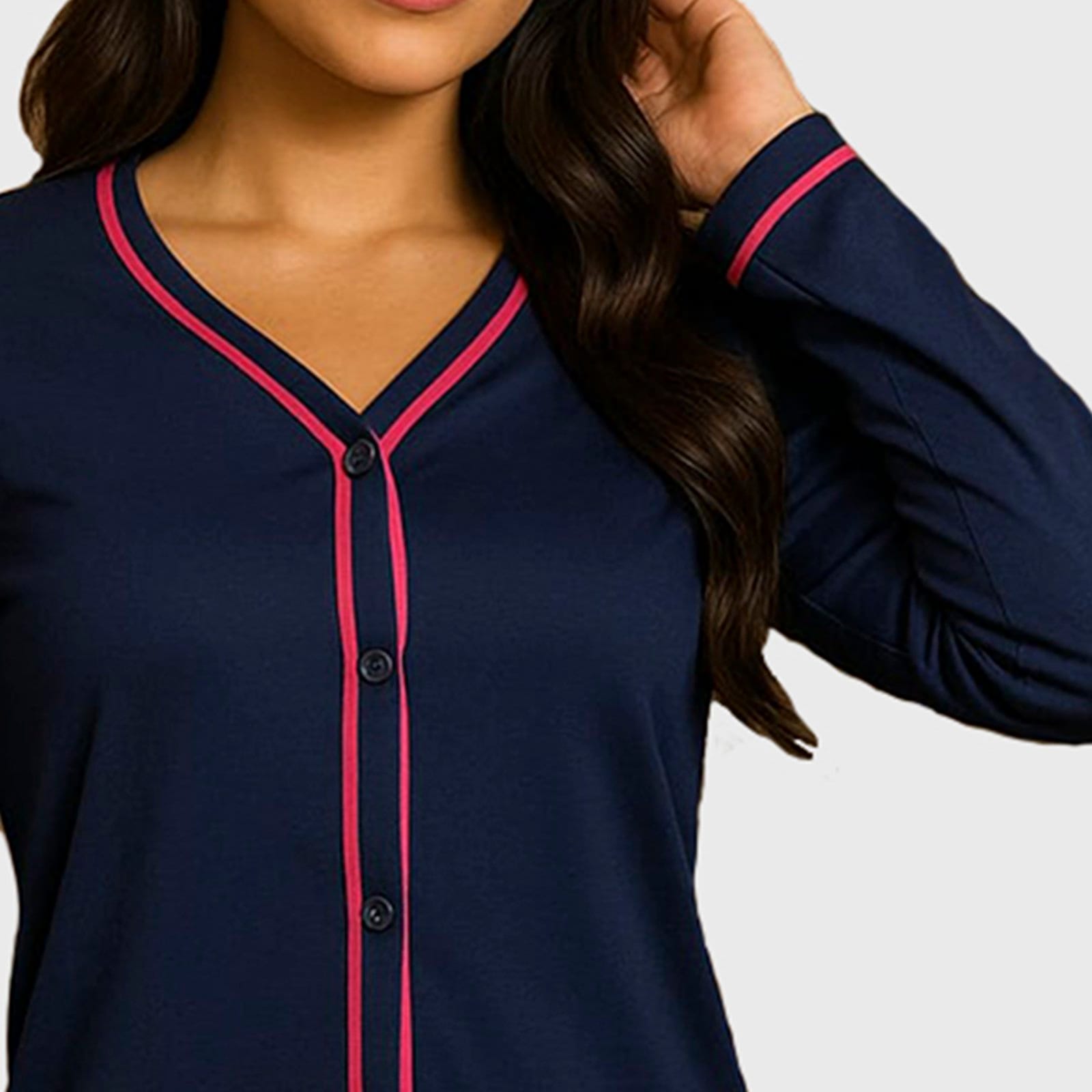 Vista 2 Pijama Blogueira Gabi Lingerie Manga Longa Feminino Confortável Moda Feminina Casual Básico Gabi Lingerie bordô/vinho