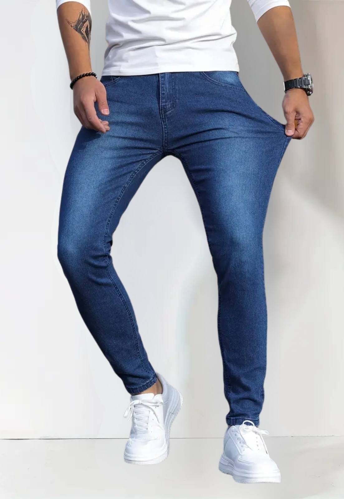 Calça Masculina SK Com Elastano Confortável Lavagem Escura Amaciada