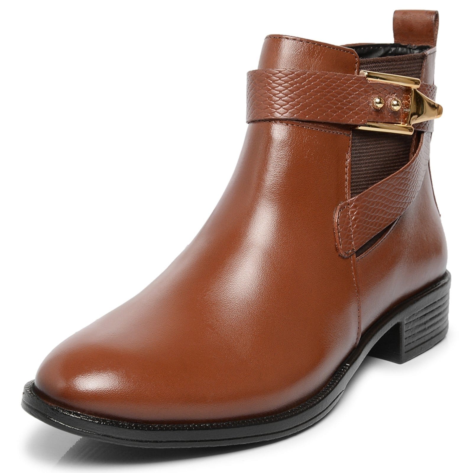 Vista 2 Bota Chelsea Cano Curto Feminina Ferrile Em Couro 5848 Ferrile café