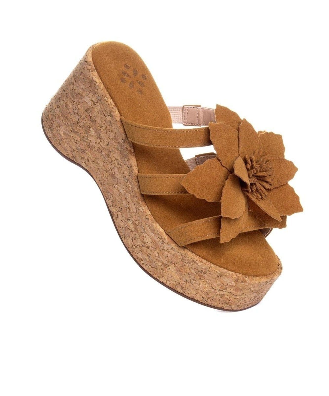 Vista 2 Tamanco Pixolé Anabela Flor Whisky Pixolé incolor