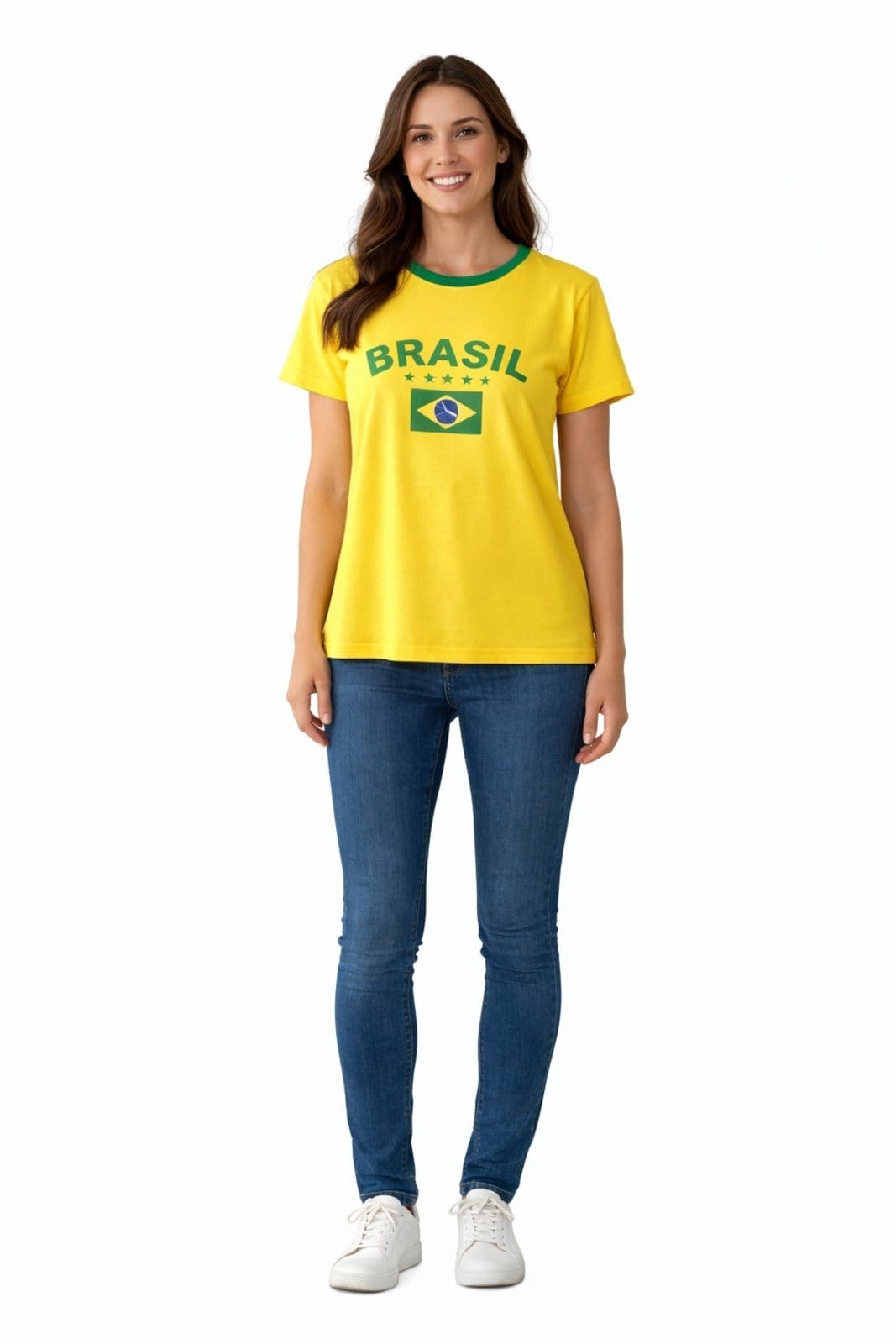 Camiseta D Bell Outlet Fashion Estampa Brasil Amarela