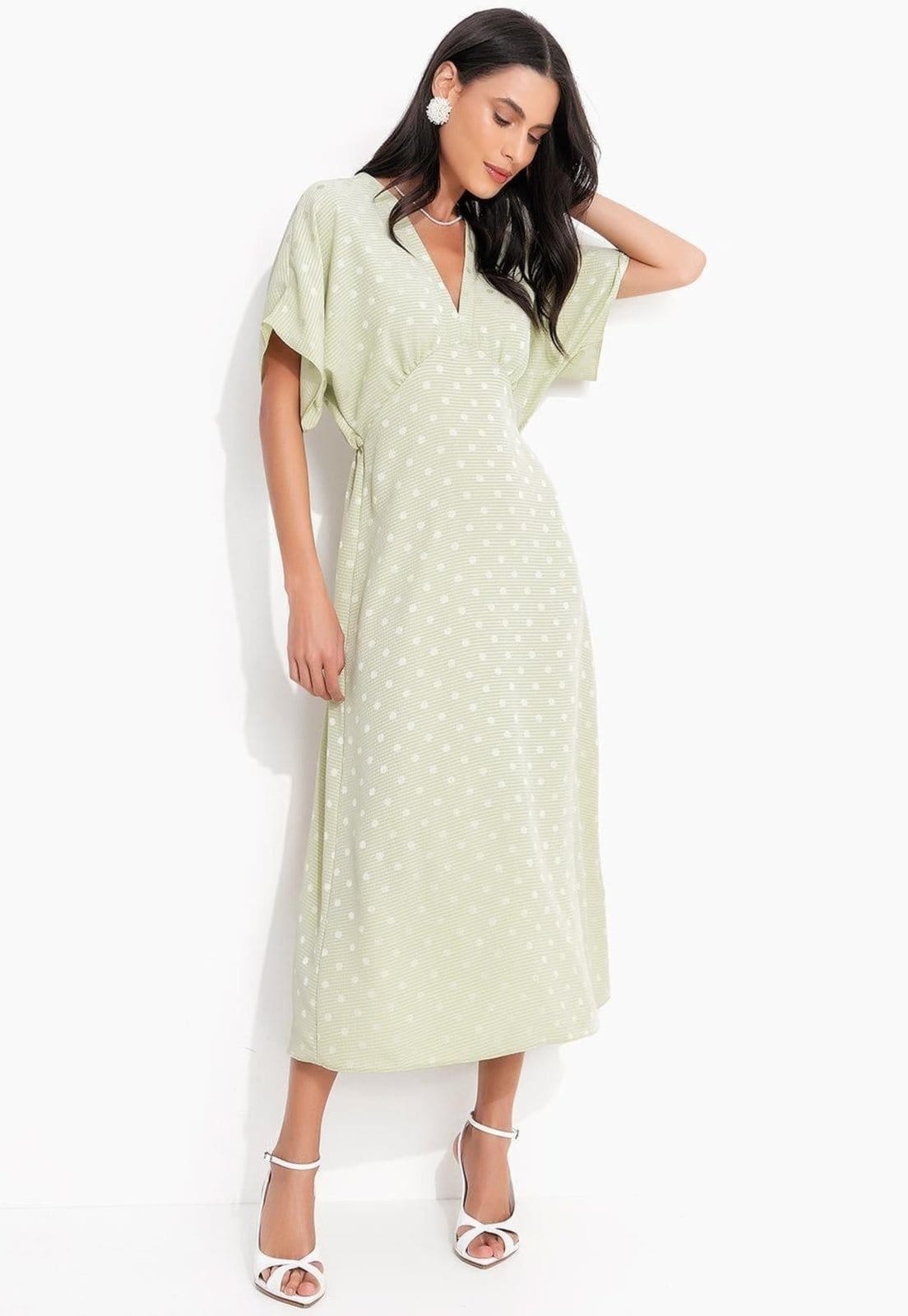 Vista 2 Vestido Em Tecido Plano Jacquard Ace Quintess verde