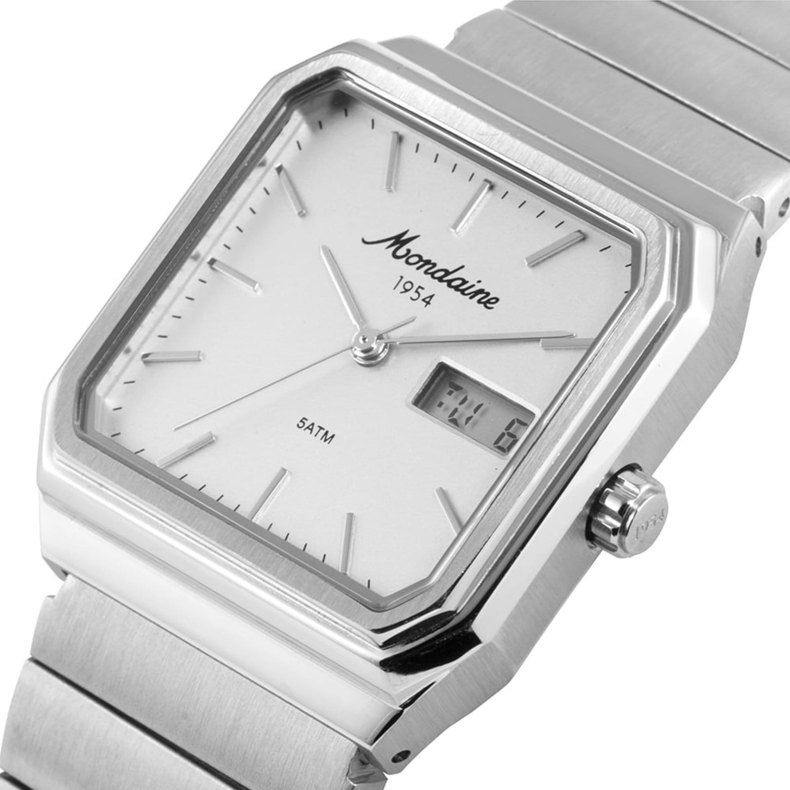 Vista 2 Relógio Masculino Mondaine Quadrado Anadigi Vintage Mondaine prata