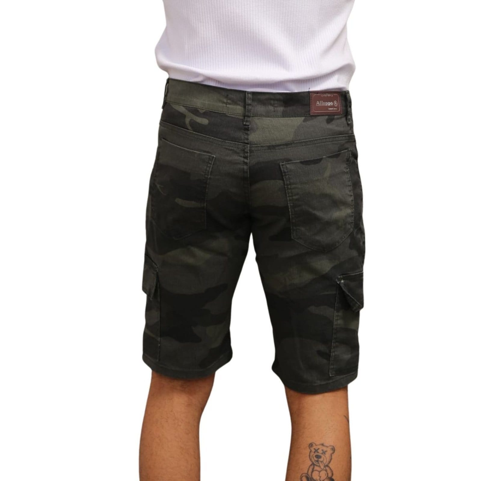Vista 2 Bermuda Cargo Masculina Collor Camuflada Jeans Loka camuflado/verde/verde militar verde