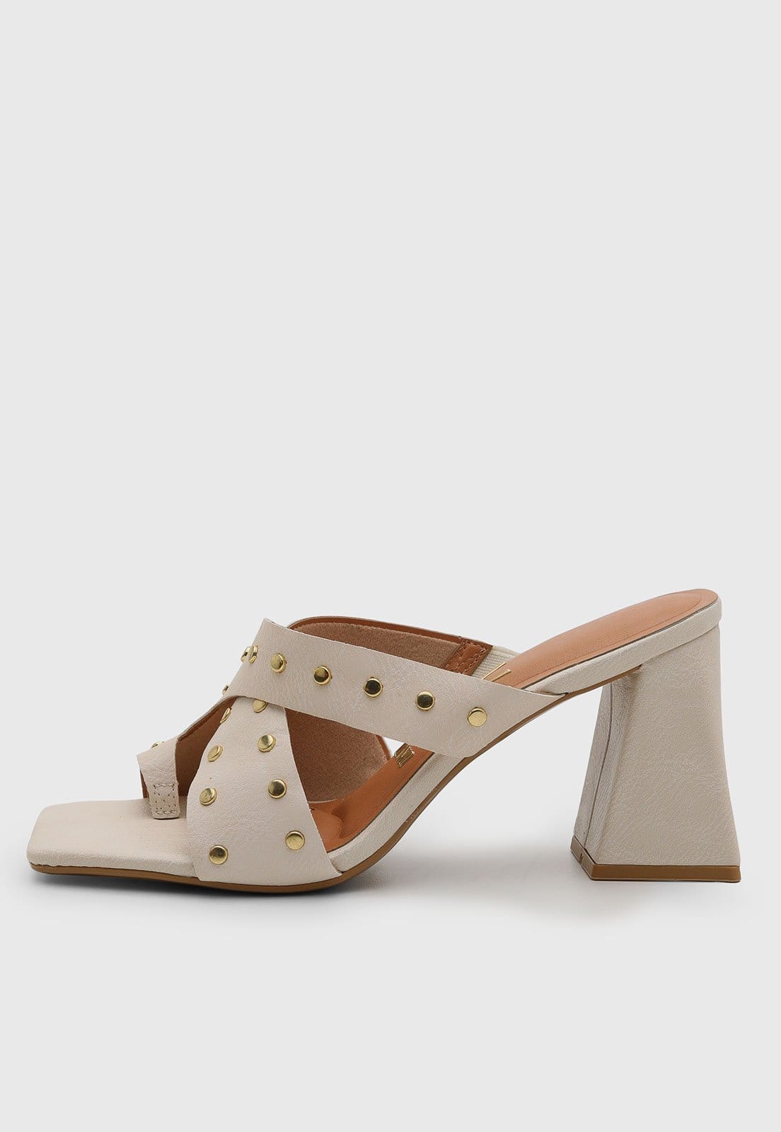 Sandália Feminina Vizzano Salto Alto Studs Off-White