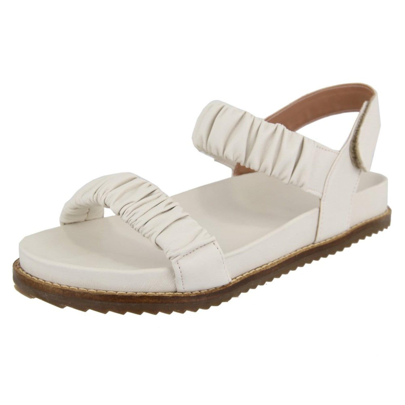 Vista principal Sandália Papete Feminina Paula B Com Tiras Enrugadas Palmilha Confort Off White PAULA B off-white white