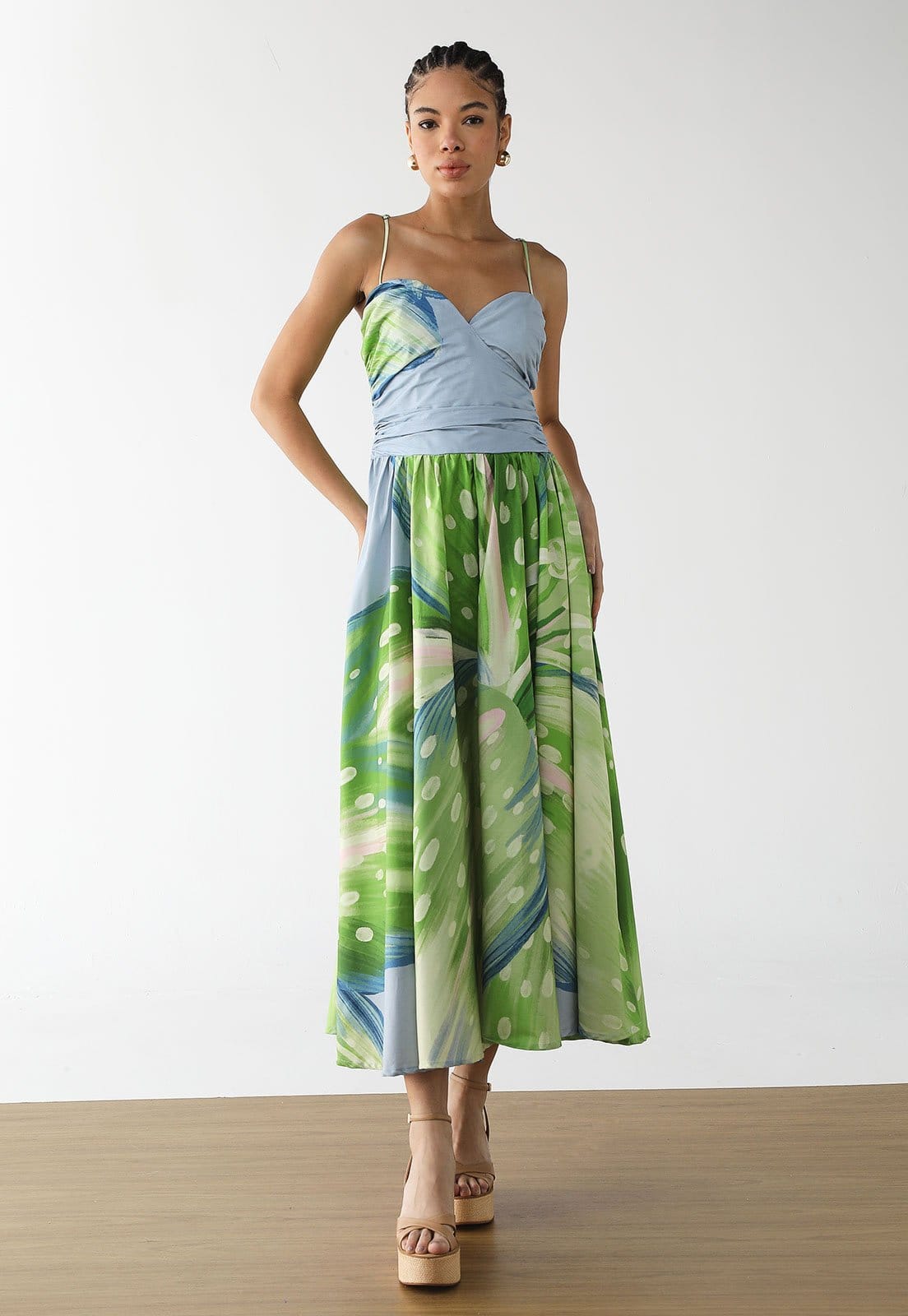 Vista principal Vestido Feminino Farm Longo Estampado FARM verde