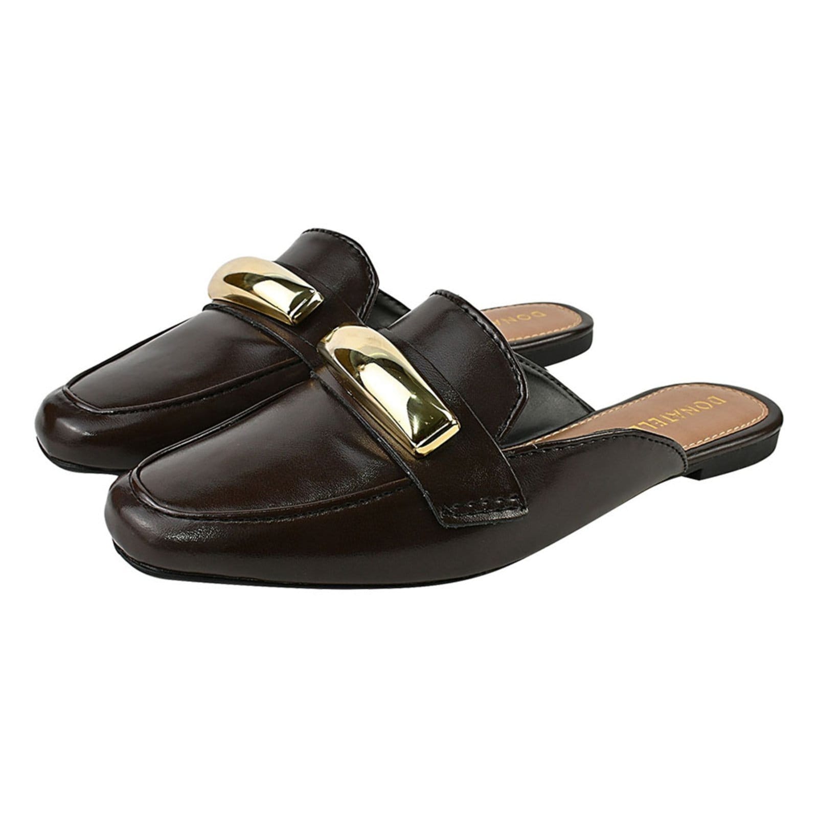 Sapato Mule Feminino CM Calçados Bico Quadrado Confort Enfeite Grande Napa Intense Brilho