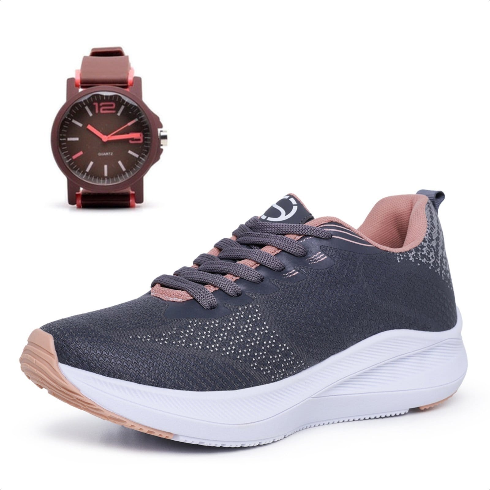 Tênis Feminino Esportivo Ousy Shoes Treino Caminhada Academia Leve Confortável Combo Mais Relógio