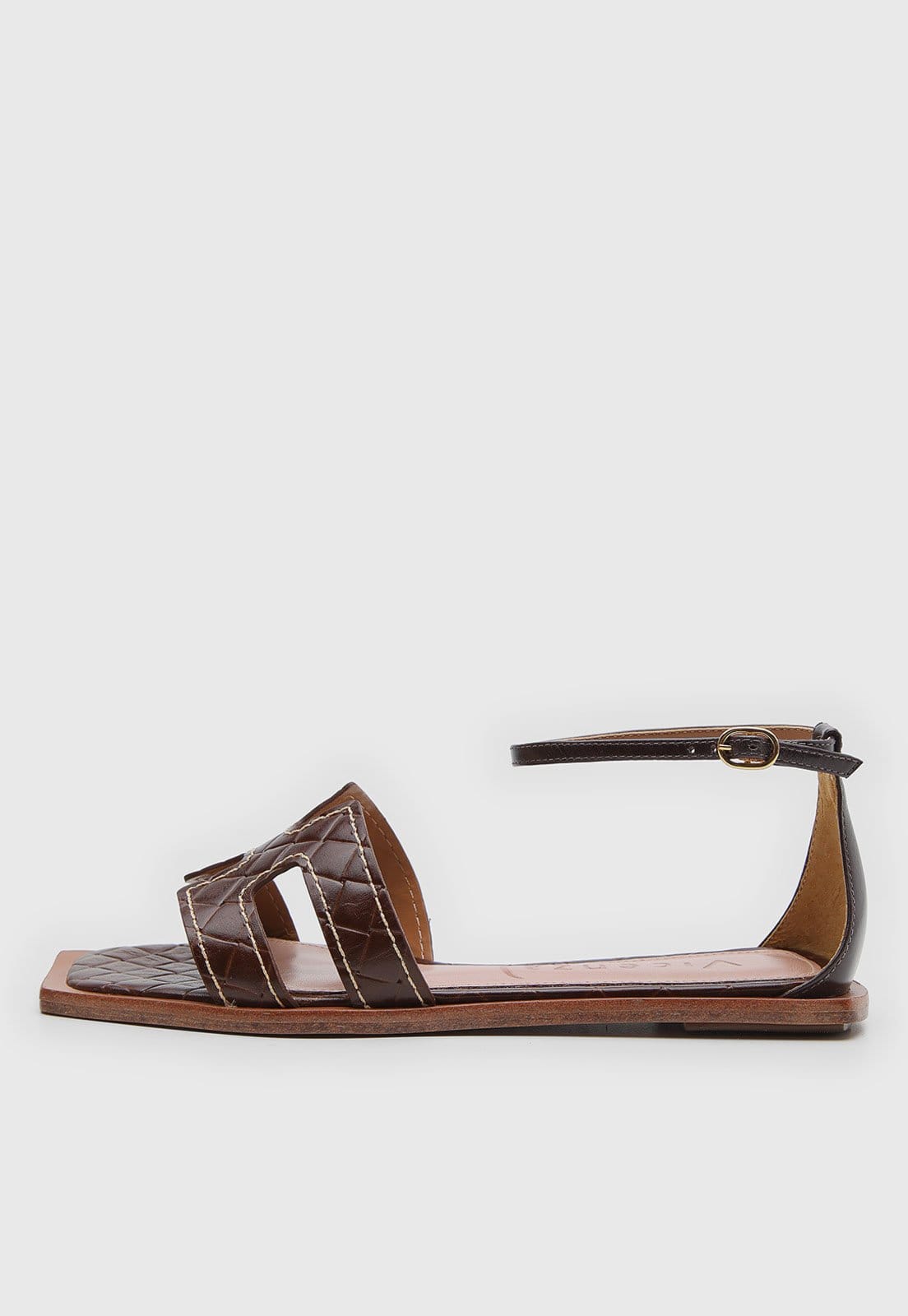 Vista principal Rasteira Fechada Feminina Vicenza Bico Quadrado Vicenza marrom