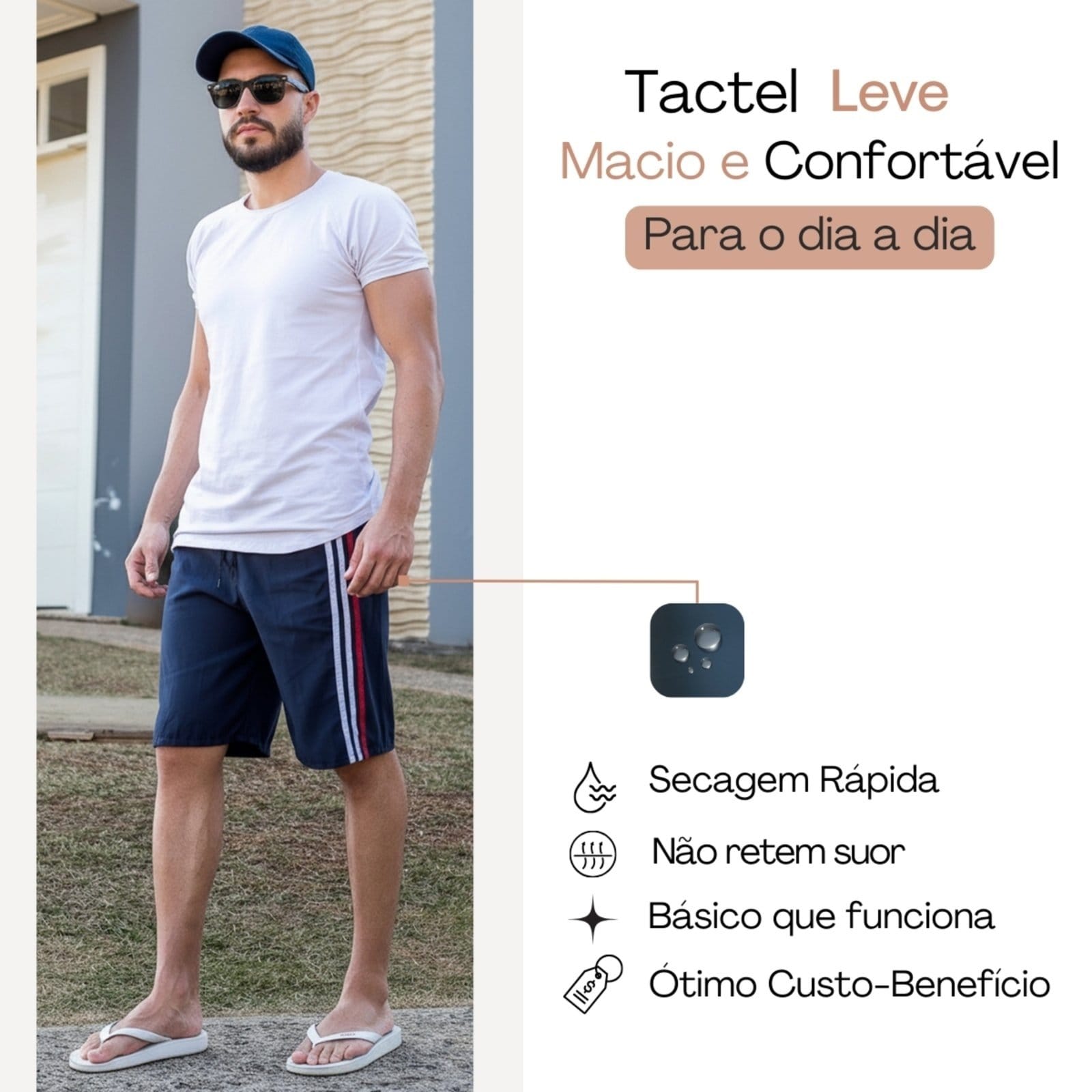 Vista 2 Bermuda Masculina Frent`s Tactel Basica Com Listras laterais Esporte Frent's azul/azul marinho