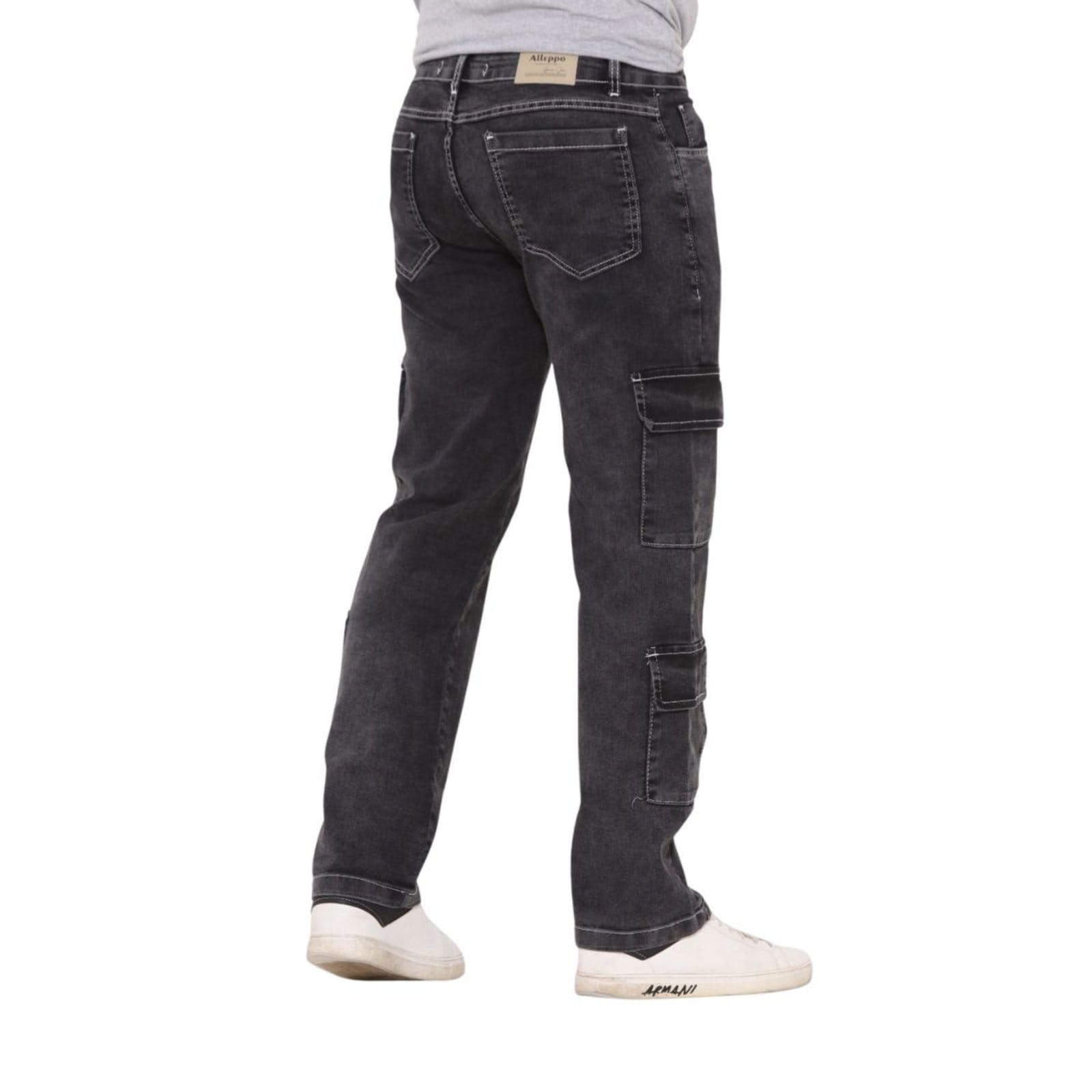 Vista 2 Calça Cargo 4 Bolsos Laterais Jeans Loka Masculina Linha Invertida Jeans Loka cinza/grafite