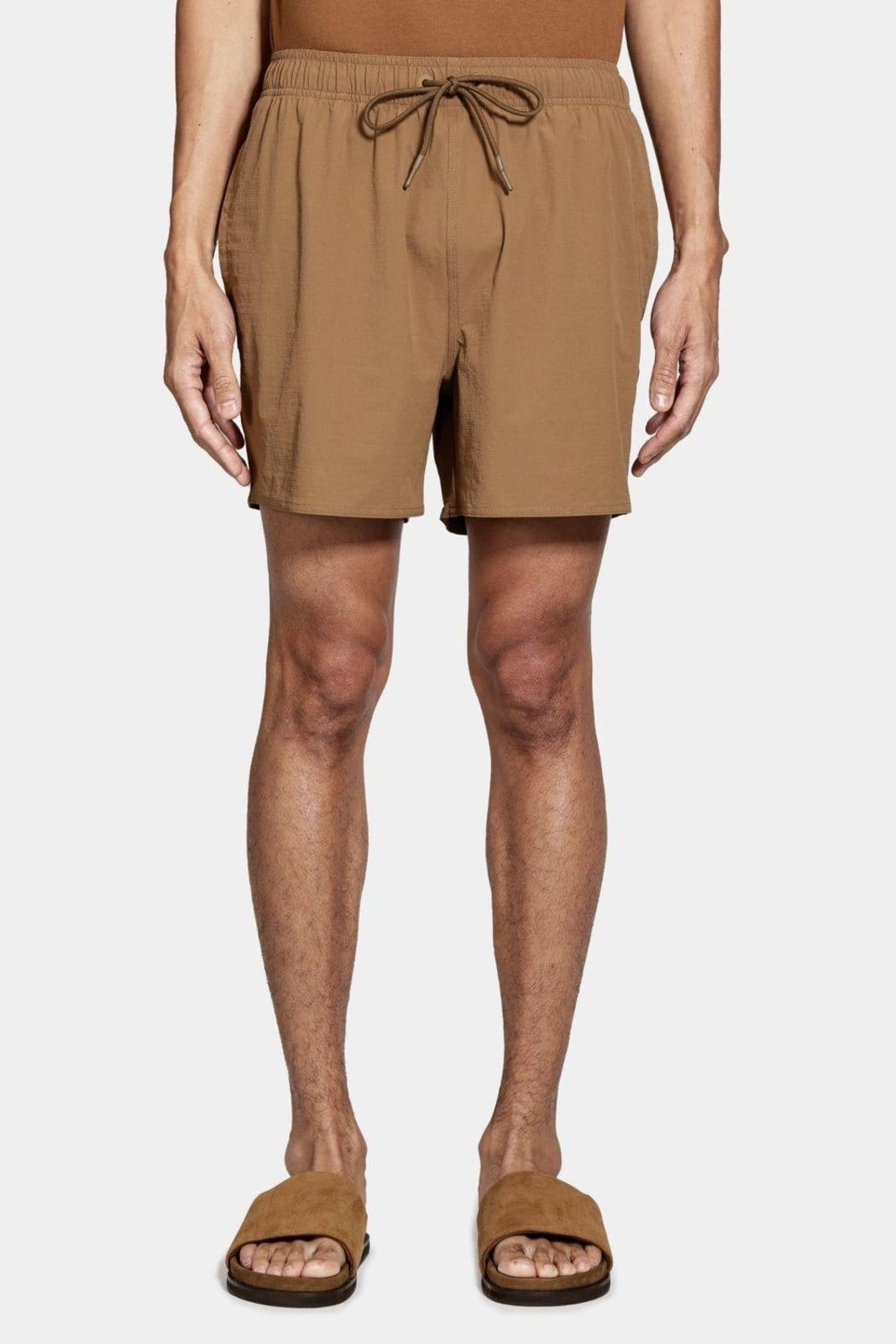 Shorts Aramis de Elástico Liso Maquinetado Cáqui