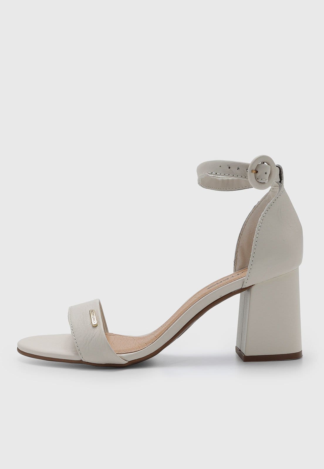 Sandália Feminina Bottero Salto Bloco Médio Fivela Off-White