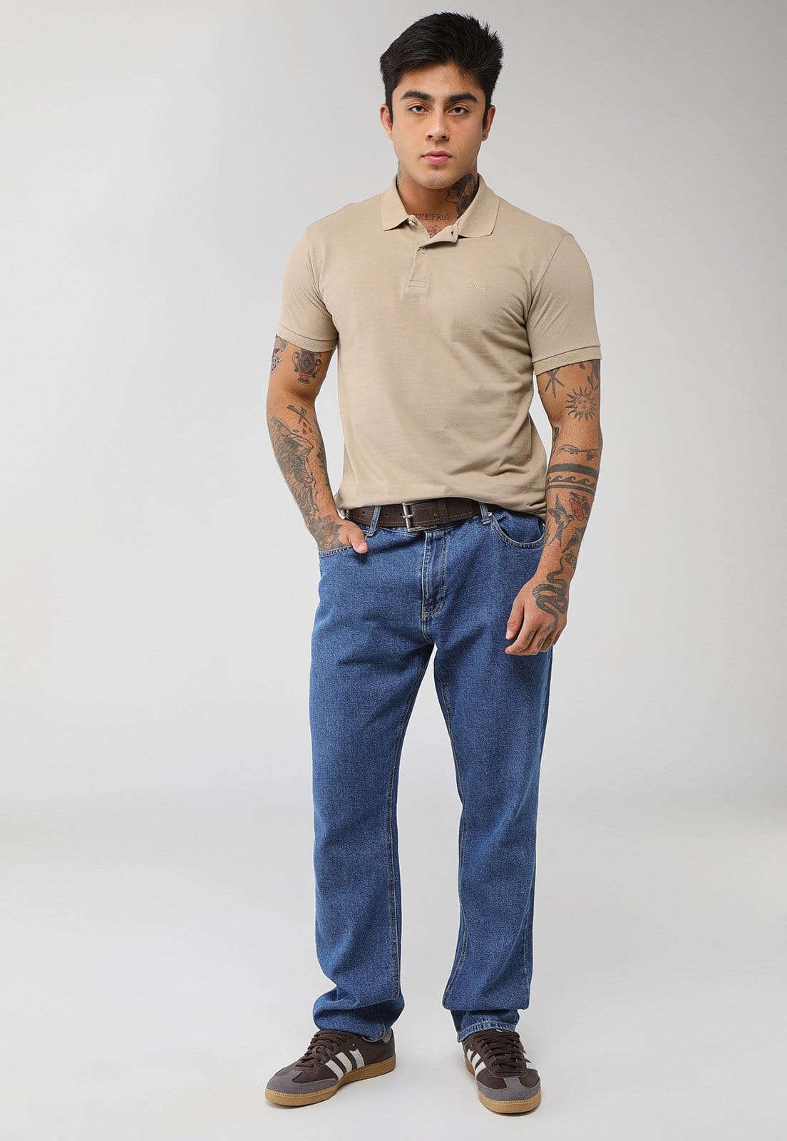 Vista 2 Polo Masculina Colcci Gola Polo Colcci bege