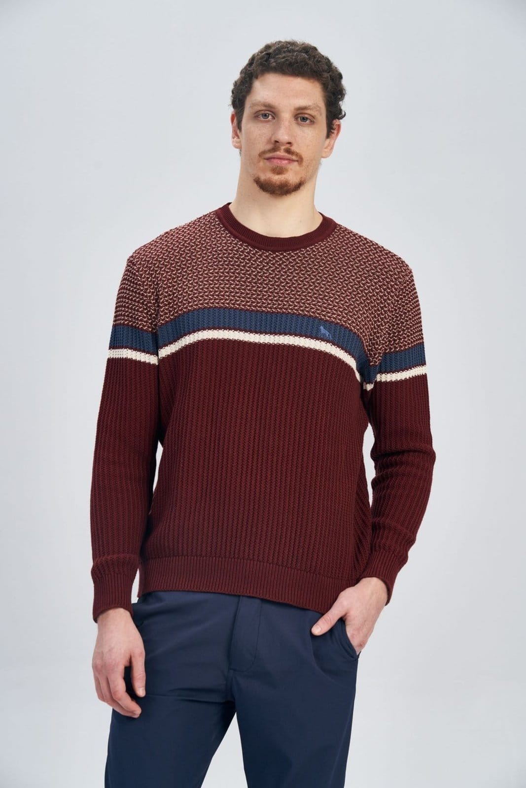 Vista principal Suéter Tricot Texture Masculino Acostamento ACOSTAMENTO MASCULINO vinho