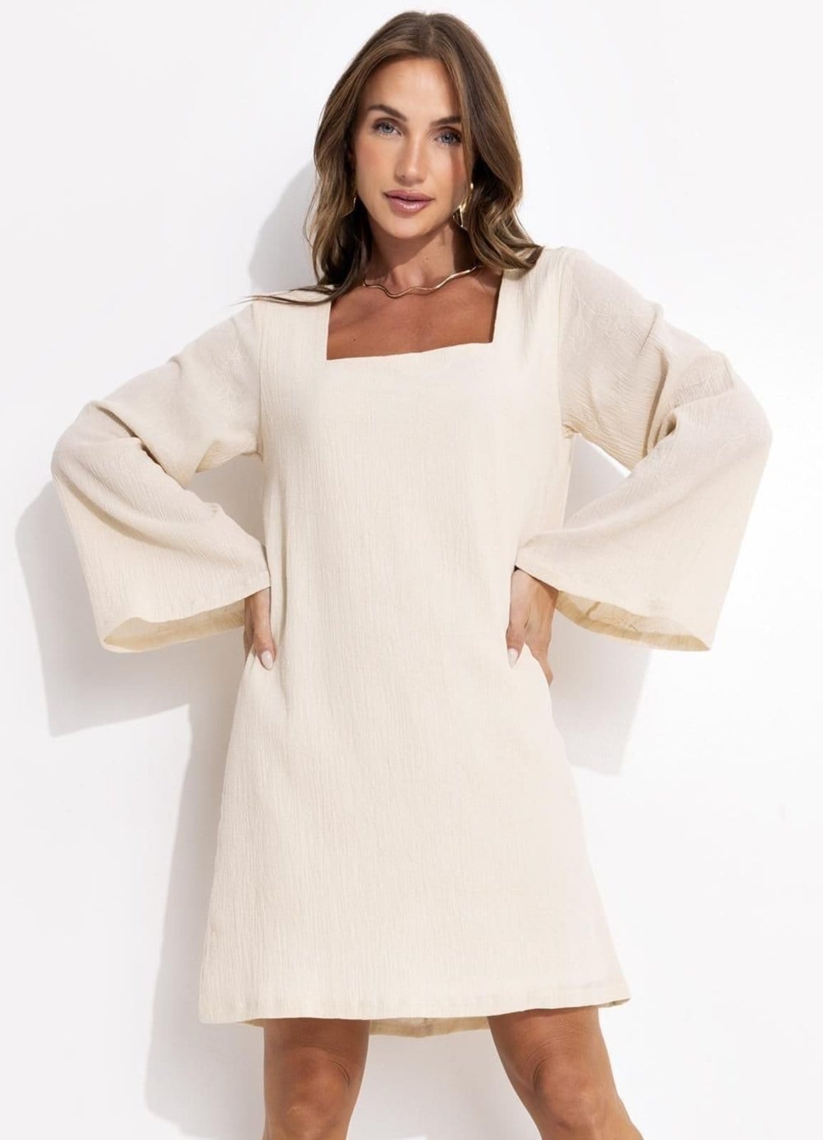 Vestido Gaze De Algodão Bordado Bordado