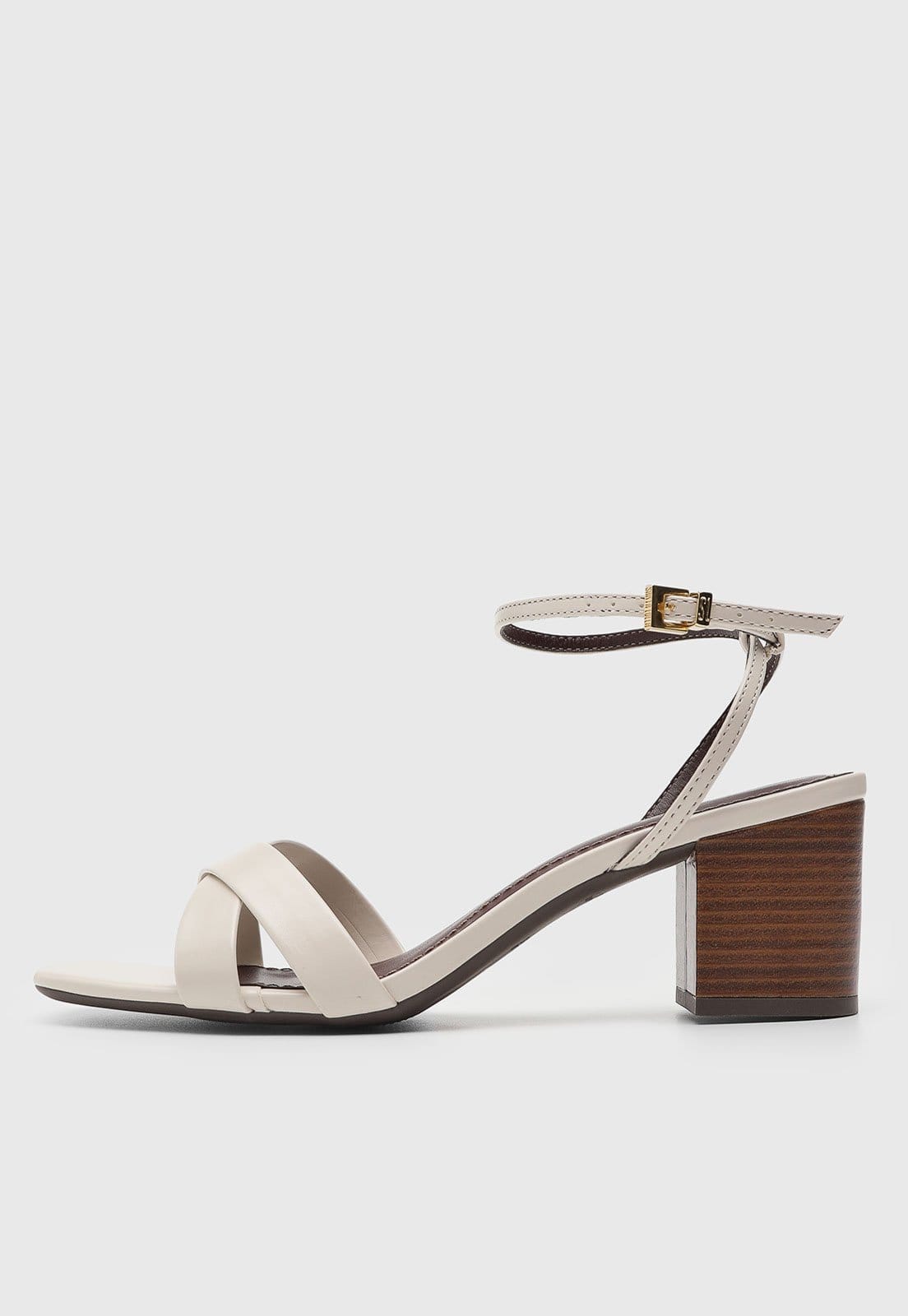 Sandália Feminina Santa Lolla Tiras Cruzadas Salto Bloco Off-White