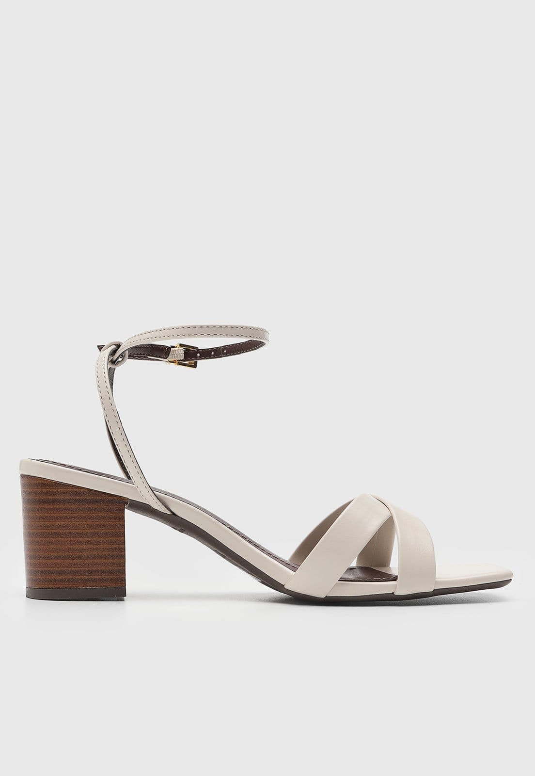 Vista 2 Sandália Feminina Santa Lolla Tiras Cruzadas Salto Bloco Off-White Santa Lolla off-white white