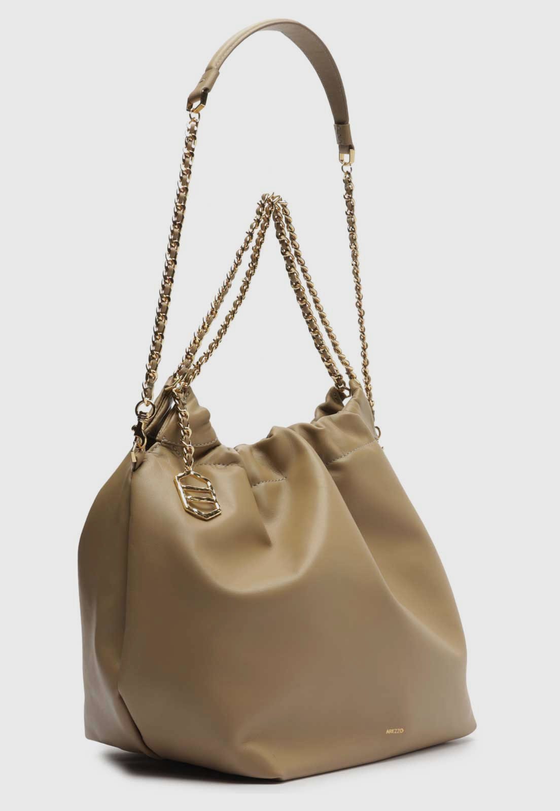 Vista 2 Bolsa Tiracolo Feminina Arezzo Hobo Alça Dupla Arezzo bege