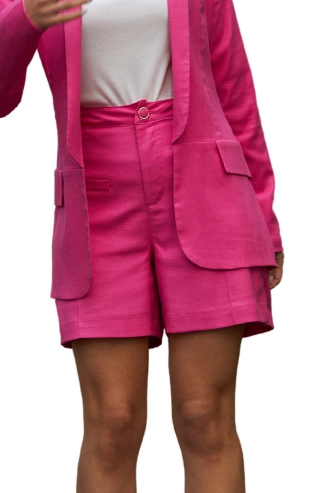 Vista 2 Short Vanibele Linho Chiclete Vanibele rosa