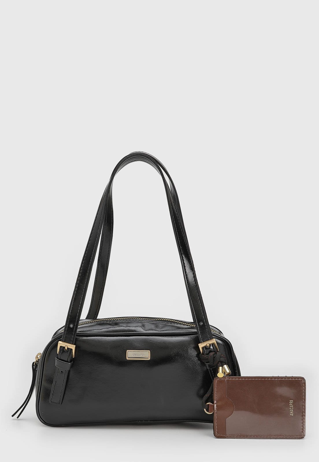 Bolsa Média Feminina Anacapri Porta-Cartões Preta