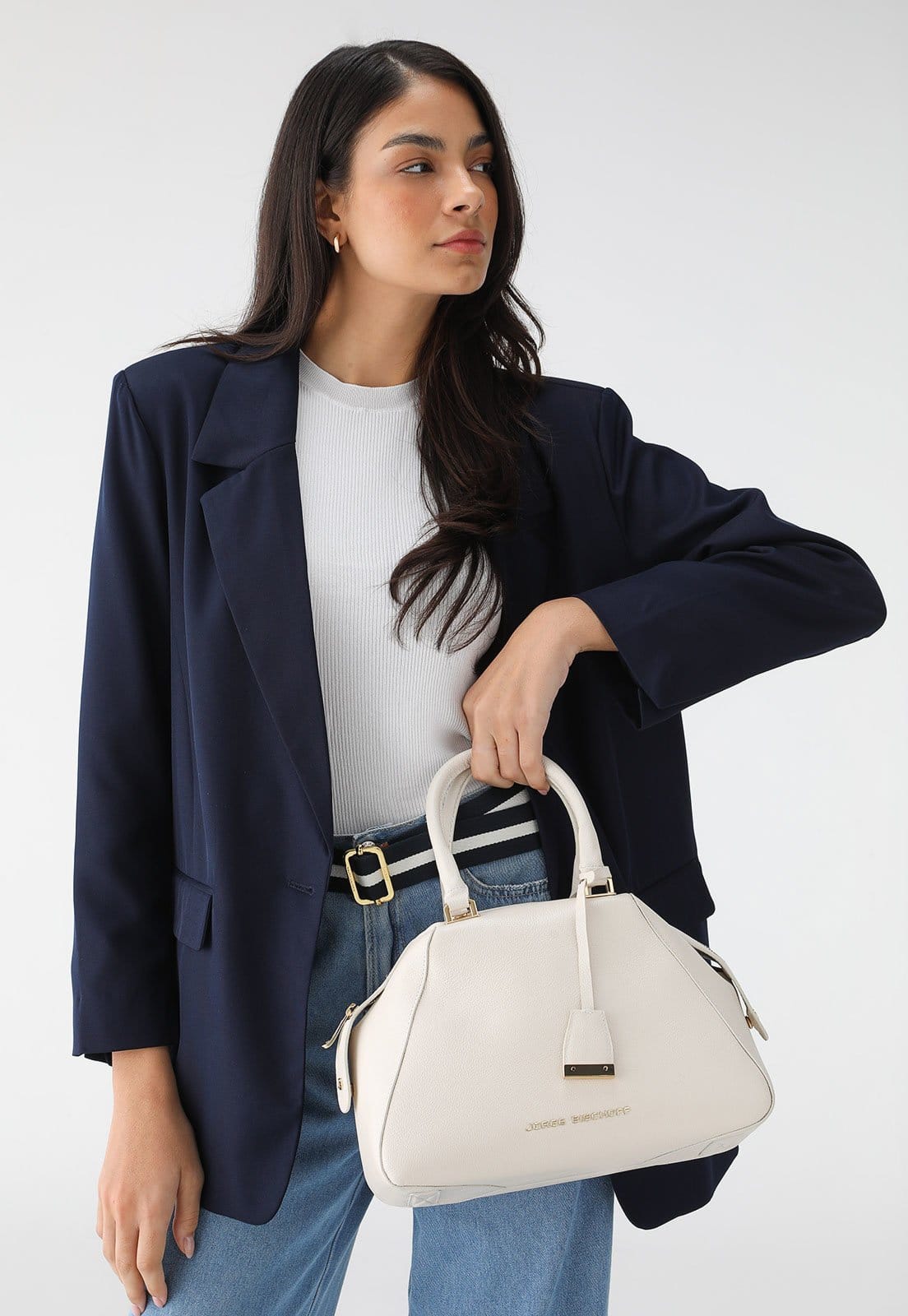 Vista principal Bolsa Tiracolo Jorge Bischoff Geométrica Off-White Jorge Bischoff off-white white