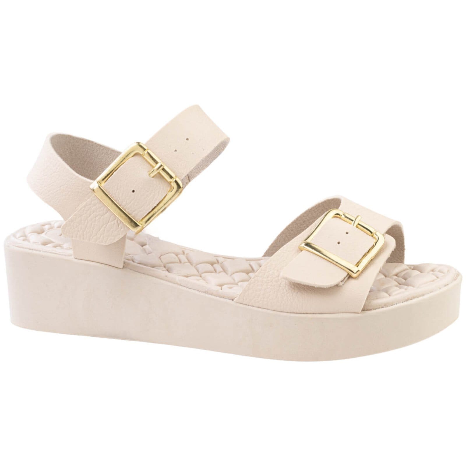 Sandália Feminina Via Angel Ortopédica De Fivela Confortável Versátil Dia a Dia 85.03 Off White