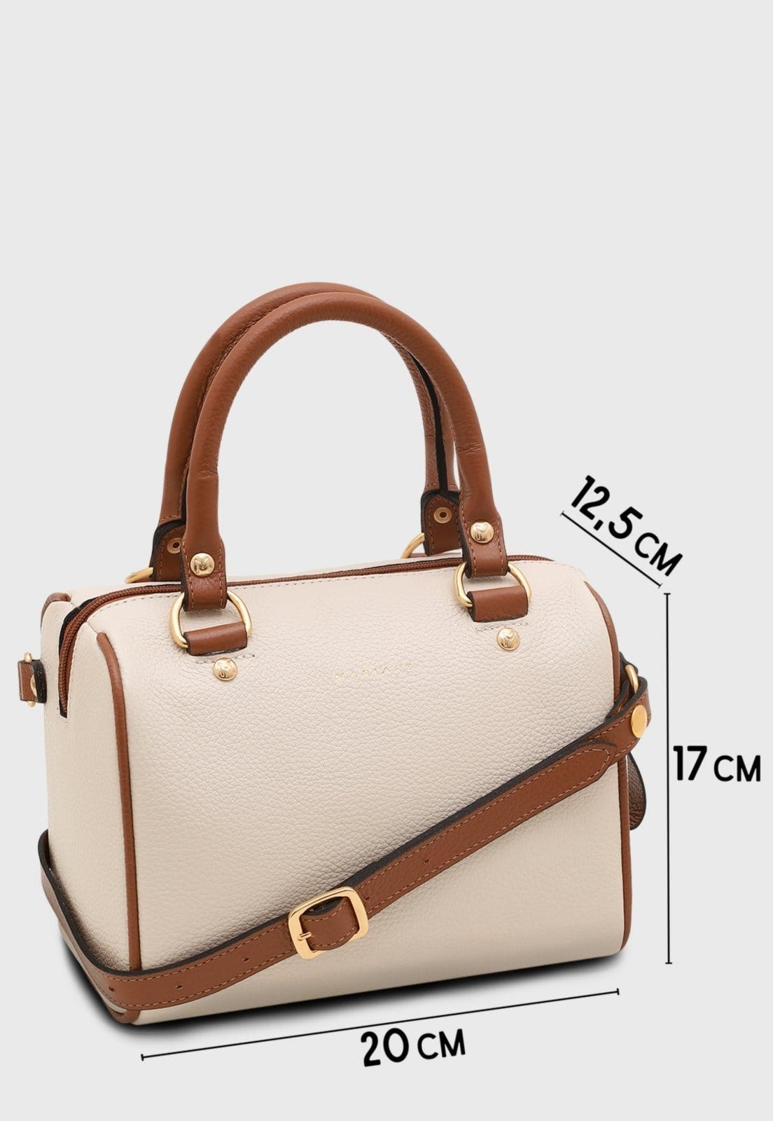 Vista 2 Bolsa Transversal Couro Mariart Iguaçu Off White/Camel Mariart laranja/rosa white