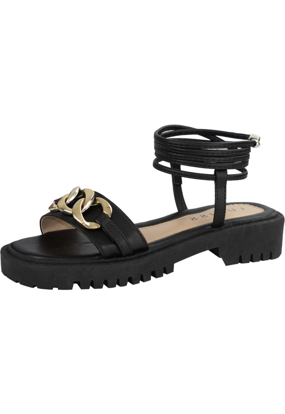 Sandália Feminina Lumiss Flatform Tratorada Corrente Amarração