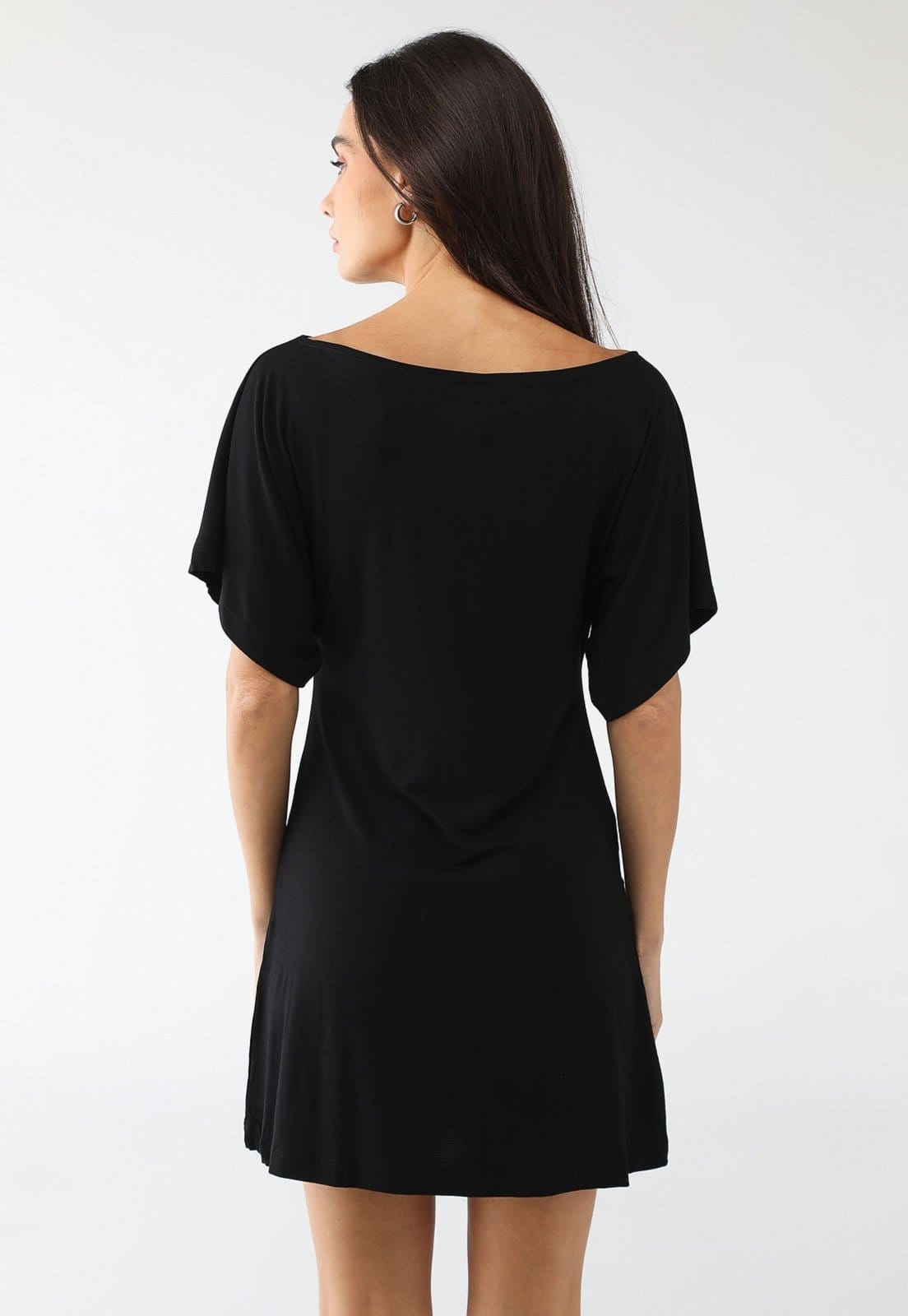 Vista 2 Vestido Maria Paes Liso Malha Viscolycra Maria Paes preto