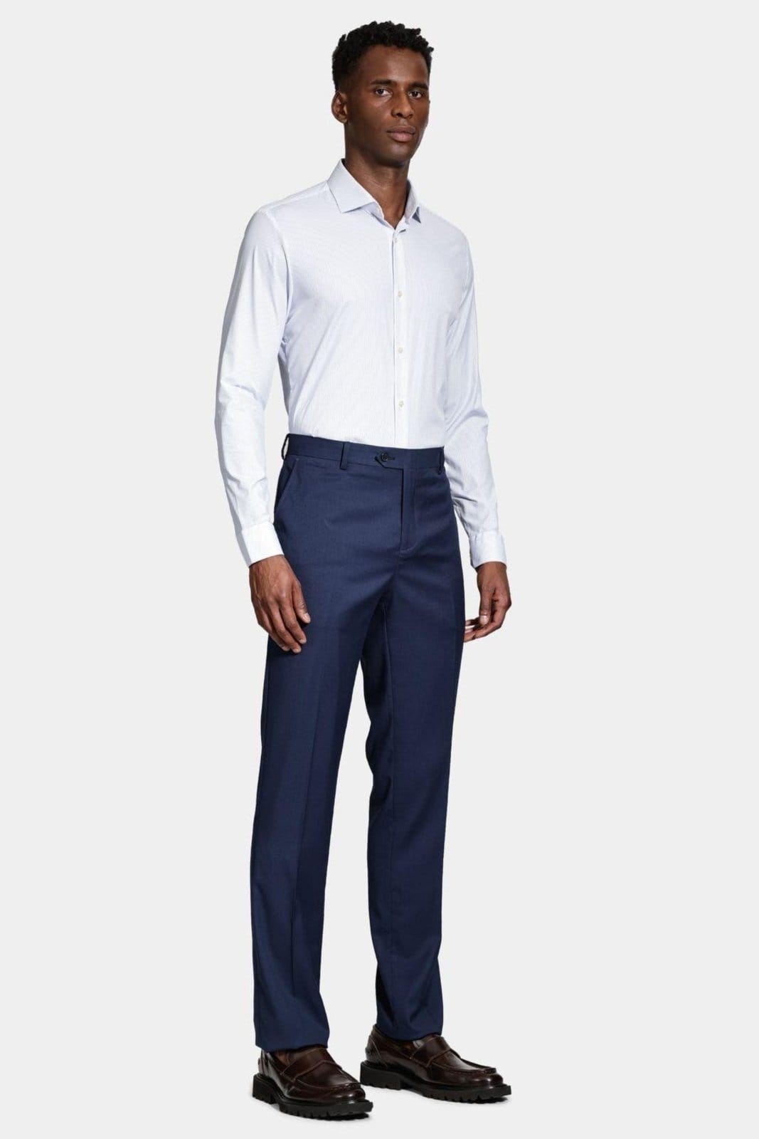 Vista 2 Camisa Aramis Manga Longa Tech Flex Listrada e Branca Aramis azul