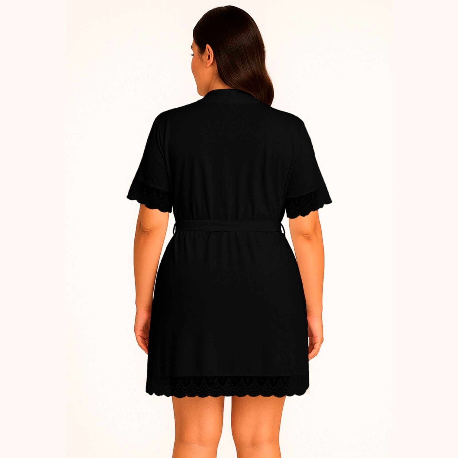 Vista 2 Robe Gabi Lingerie Detalhes Em Renda Noite Sensual Lingerie Confortável Gabi Lingerie preto