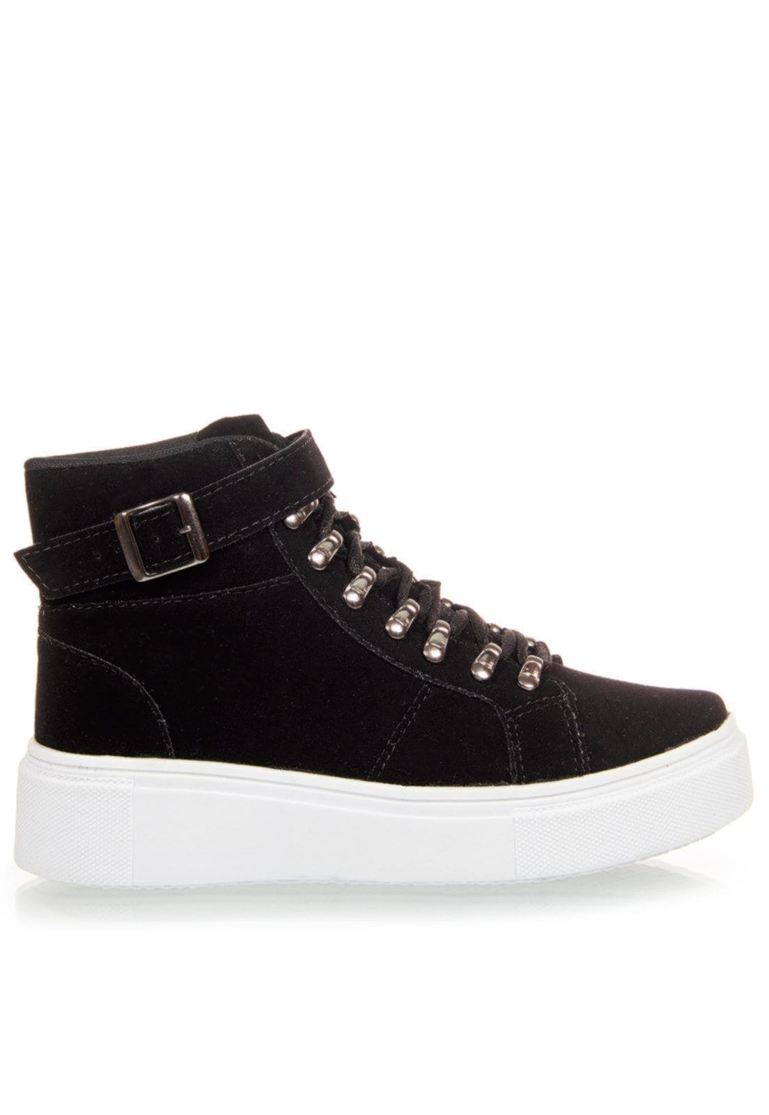 Vista principal Tênis Botinha Casual Salook Solado Branco Salook preto