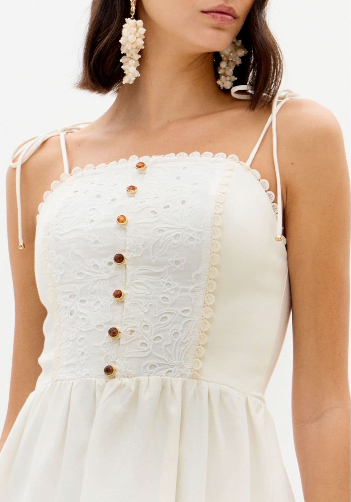 Vista 2 Vestido Super Midi Alças De Amarrar Lança Perfume bege