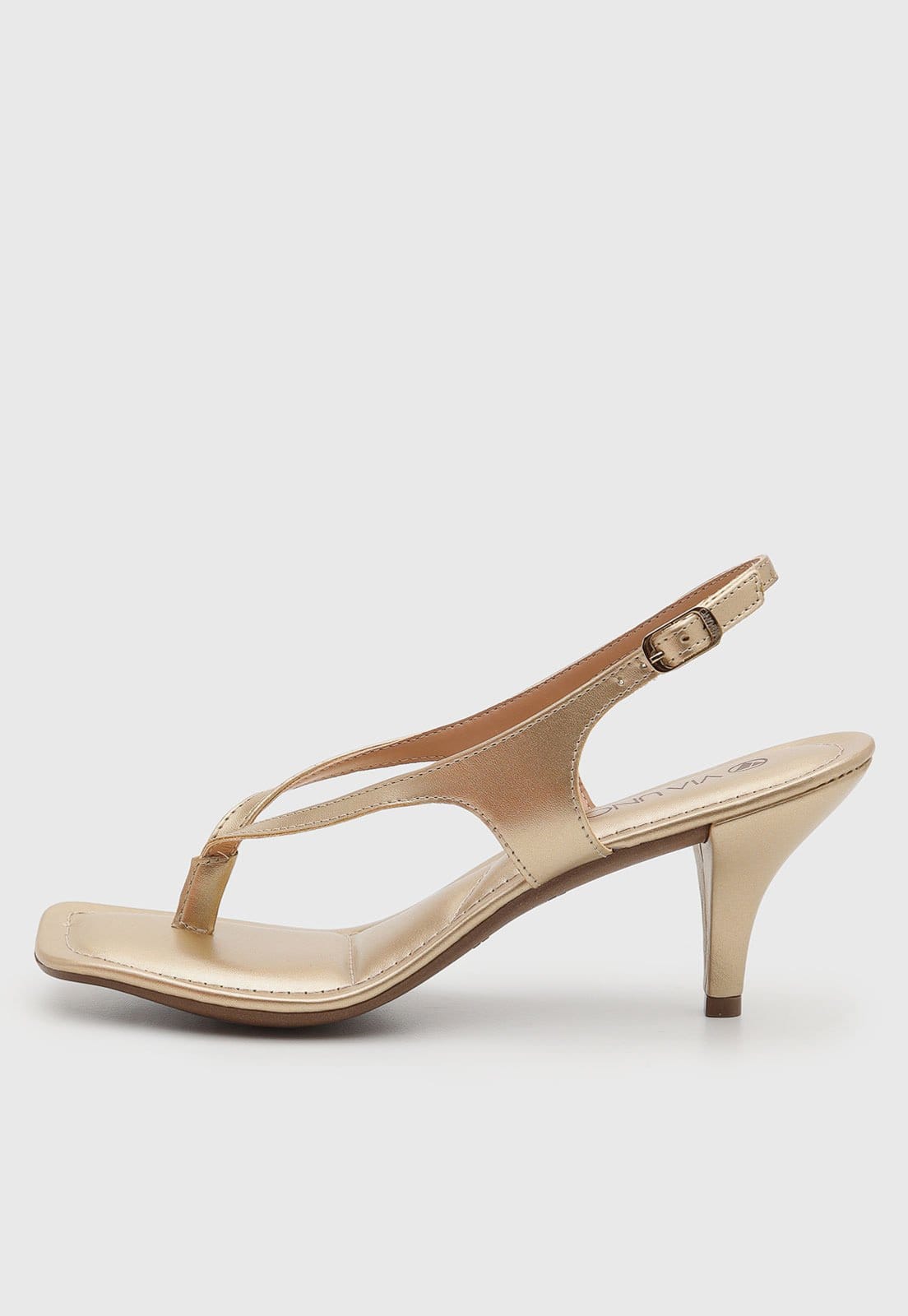 Vista principal Sandália Feminina Via Uno Salto Alto Dourada VIA UNO dourado