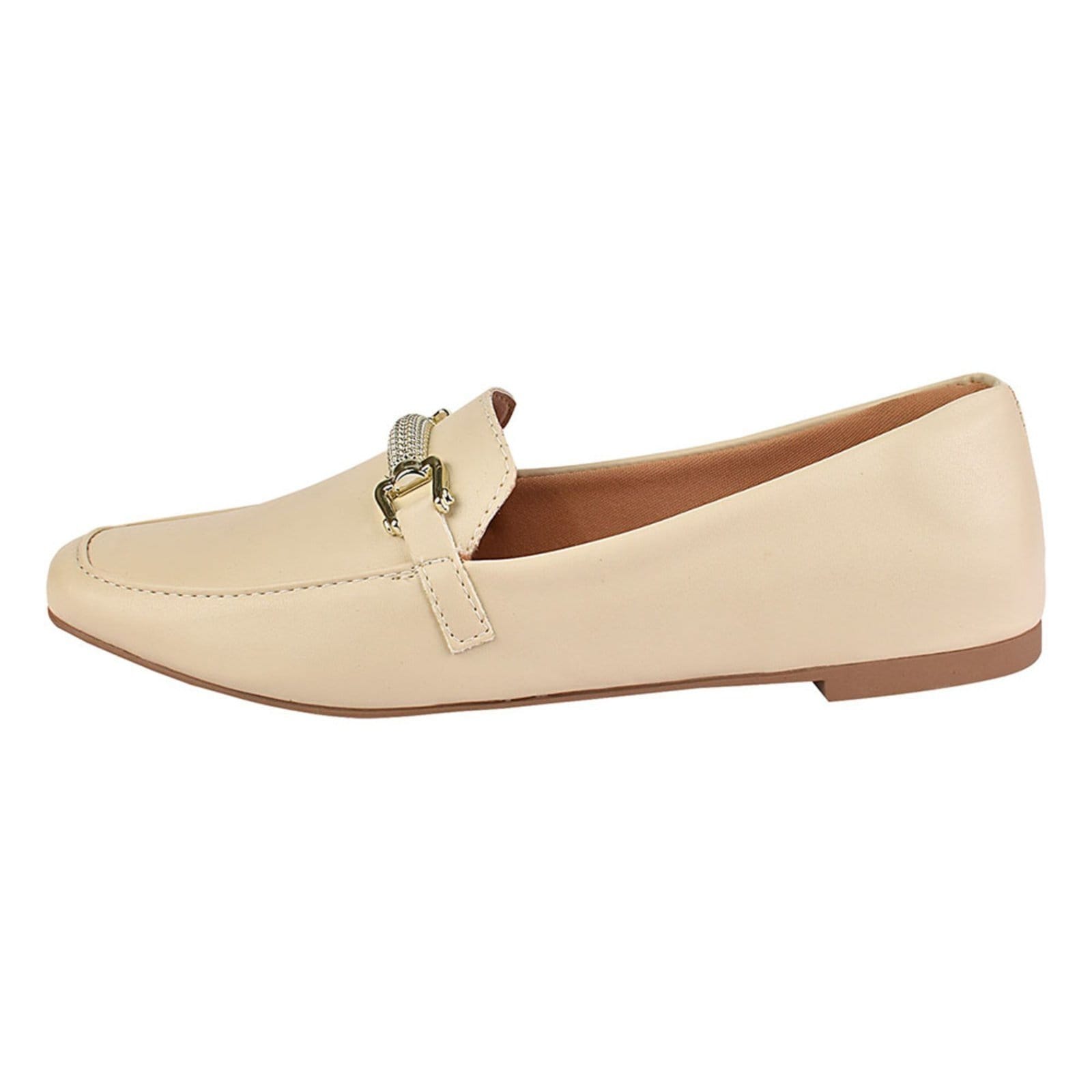 Vista 2 Sapato Feminino Mocassim CM Calçados Bico Quadrado Confort Sapatilha Social Off White Monte Shoes off-white white