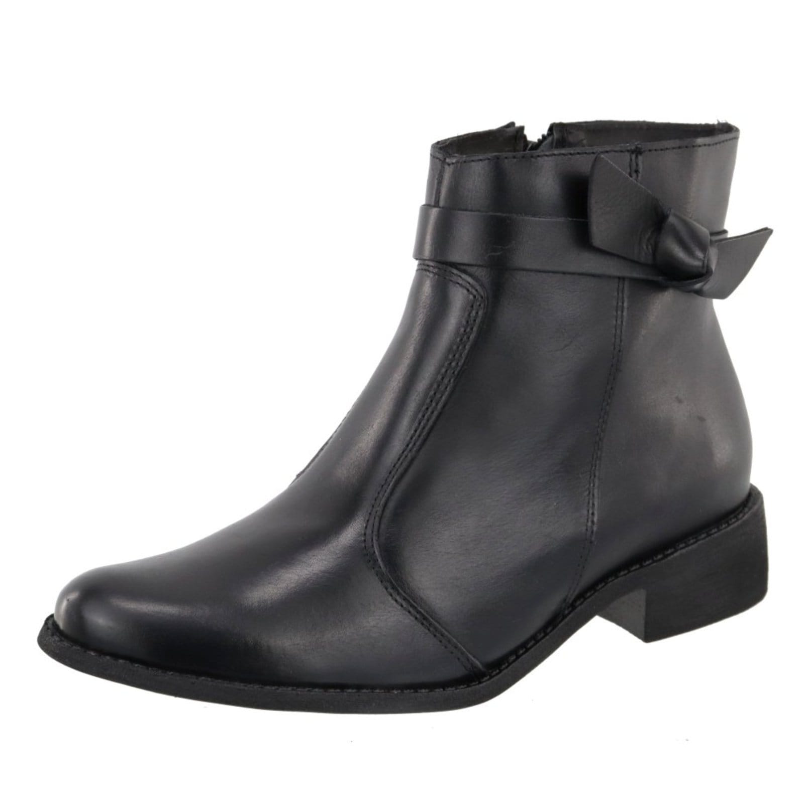 Vista 2 Bota Feminina Casual Nó Em Couro Cano Curto Maria Paula Preta MARIA PAULA preto