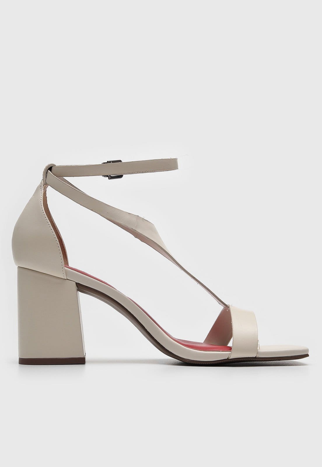 Vista 2 Sandália Feminina Loucos e Santos Salto Bloco Quadrado Off-White Loucos e Santos off-white white