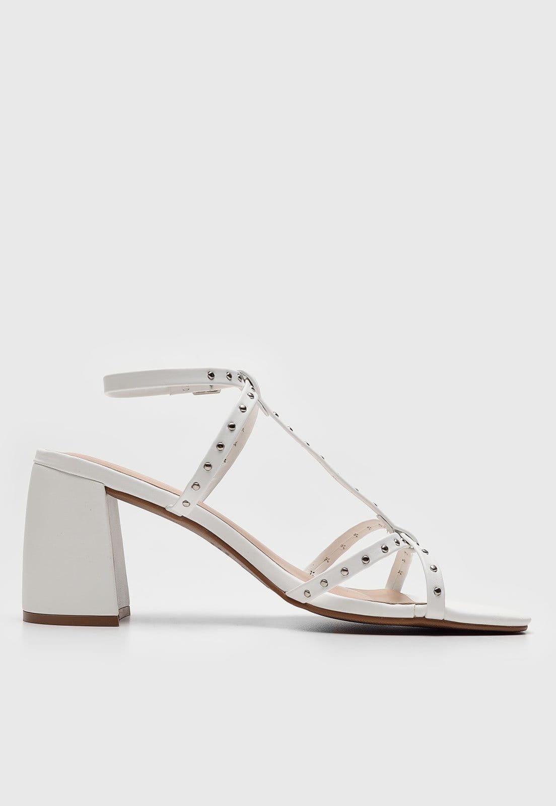 Vista 2 Sandália Dafiti Shoes Tiras Com Aplicação Branca DAFITI SHOES branco