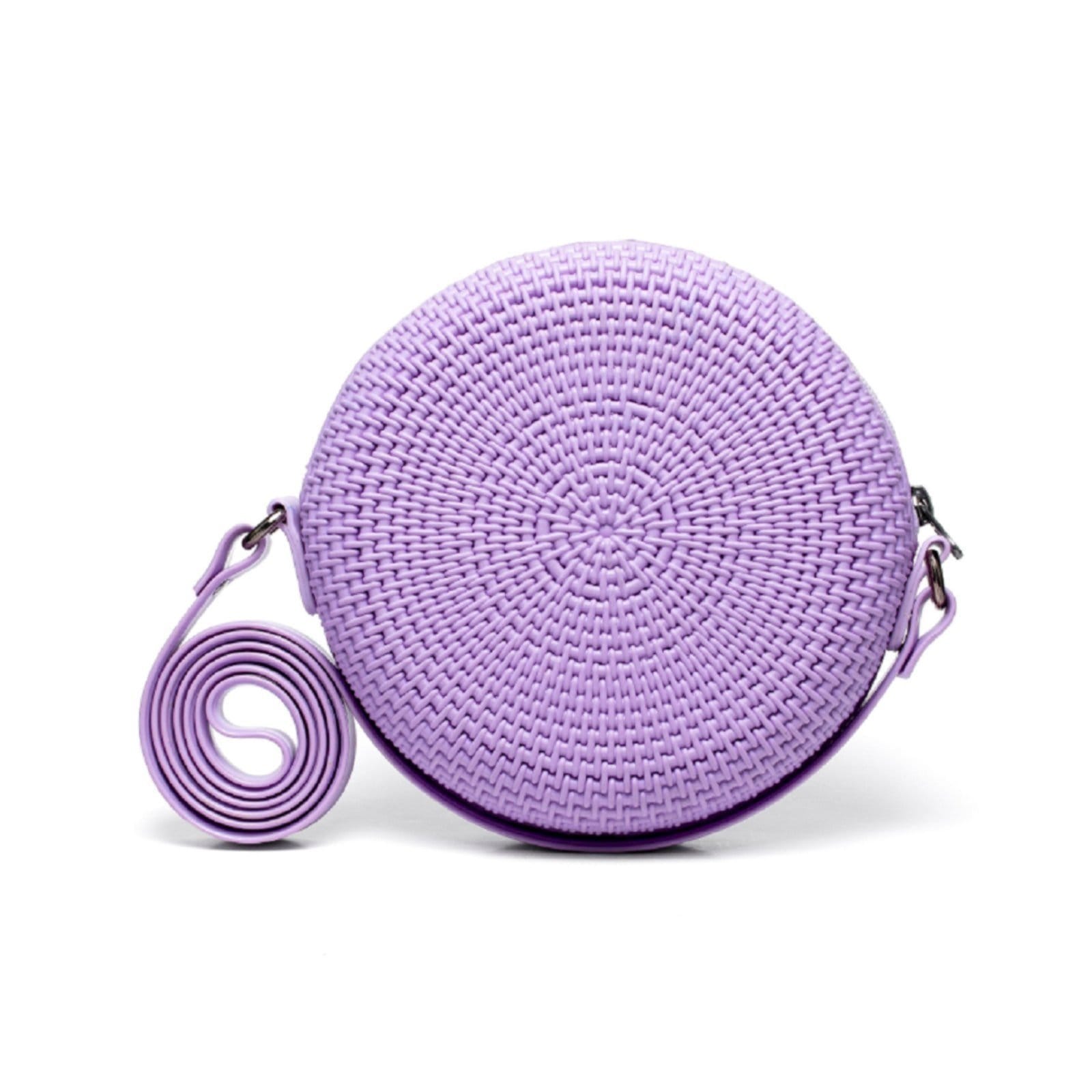 Bolsa Transversal Feminina Redonda Casual Pvc Lilas