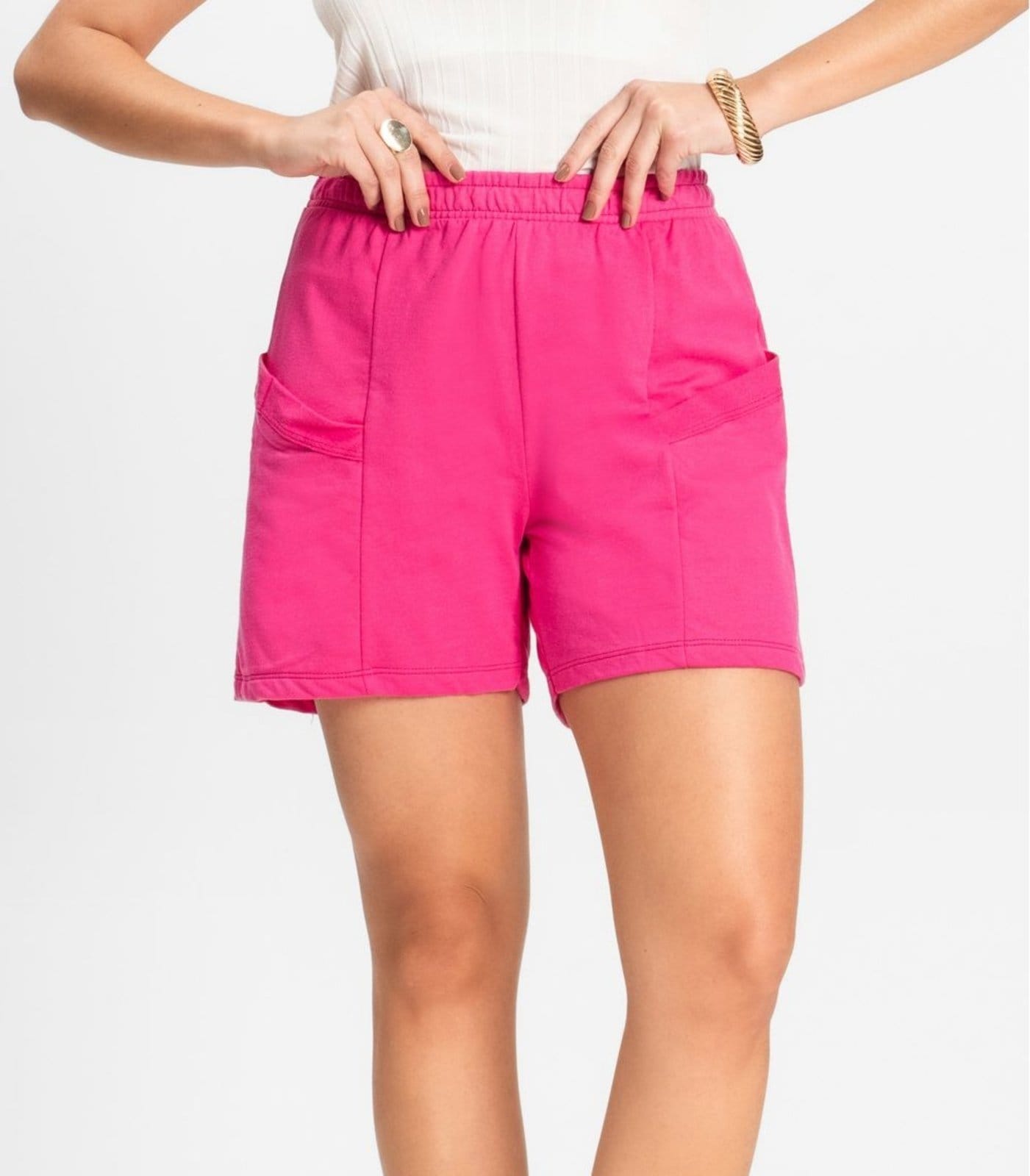 Vista 2 Shorts Feminino Moletinho Infinita Cor INFINITA COR rosa