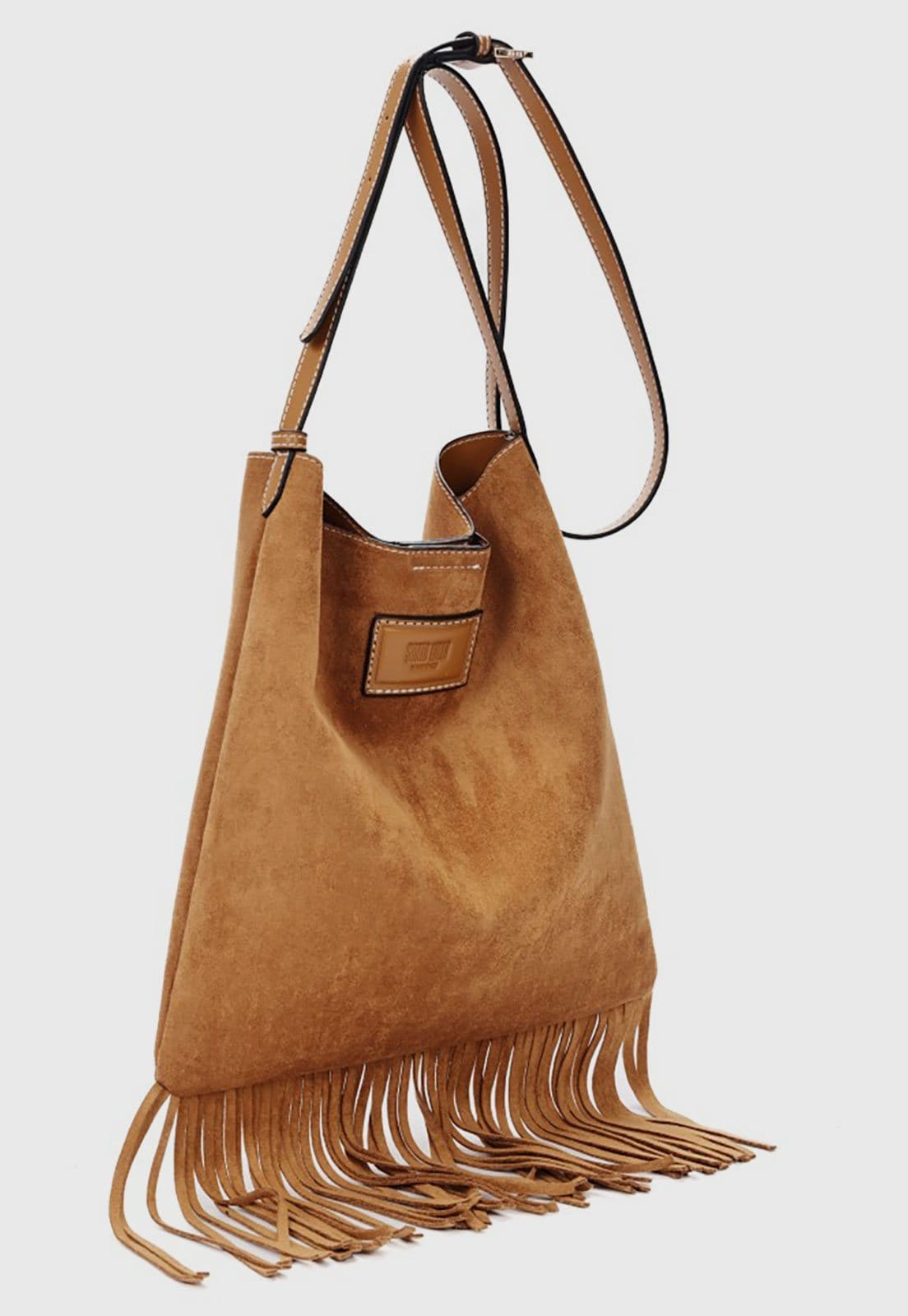 Vista 2 Bolsa Grande Feminina Santa Lolla Franjas Santa Lolla caramelo