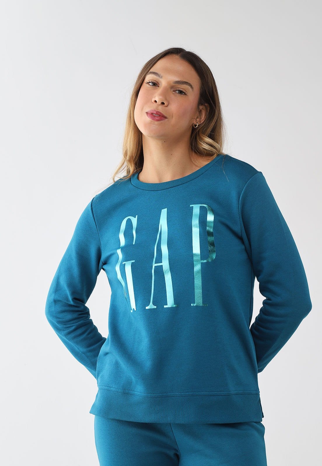 Blusa de Moletom Feminina GAP Logo Metalizado